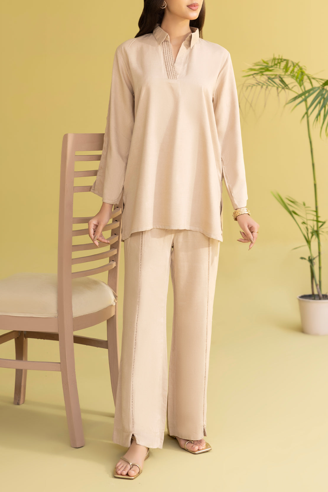 Solid Acrylic Stitched Shirt/Trouser 2 Piece79271