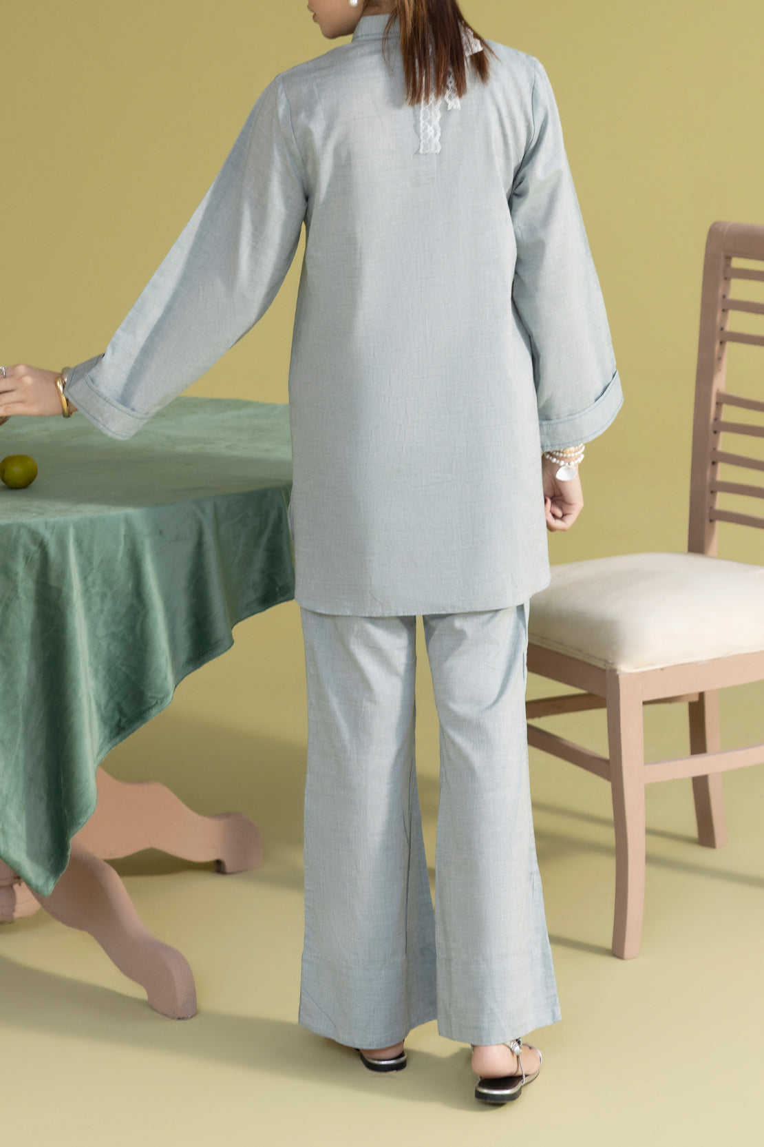 Solid Acrylic Stitched Shirt/Trouser 2 Piece79884