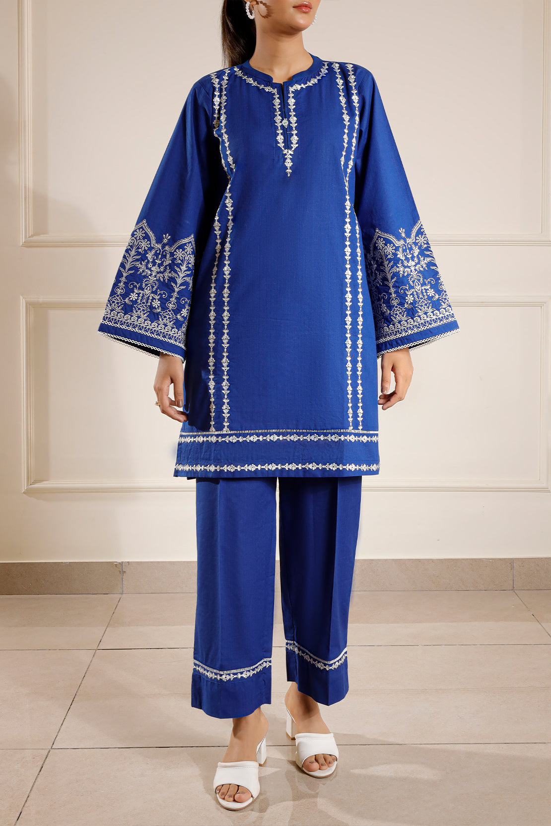 Solid Embroidered Soft Raw Silk Stitched 2 Piece (Shirt/Trouser)77733
