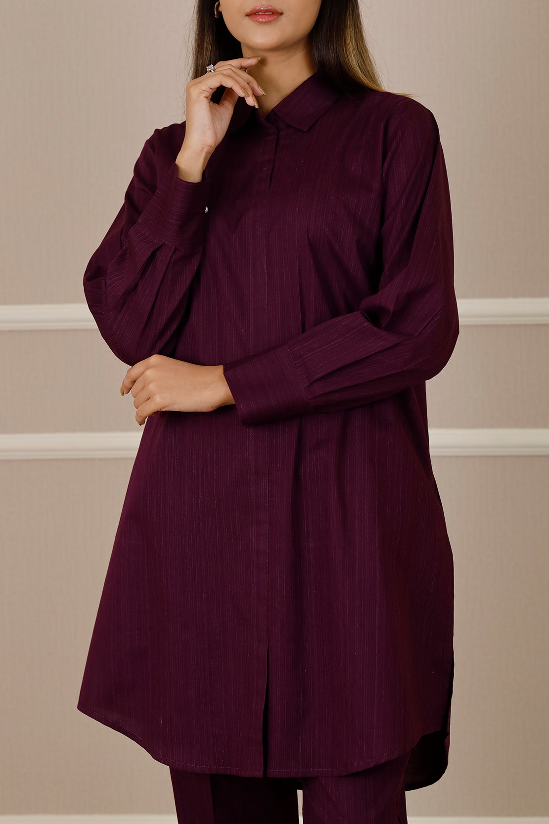 Solid Zari Stript Stitched 2 Piece (Shirt/Trouser)75912