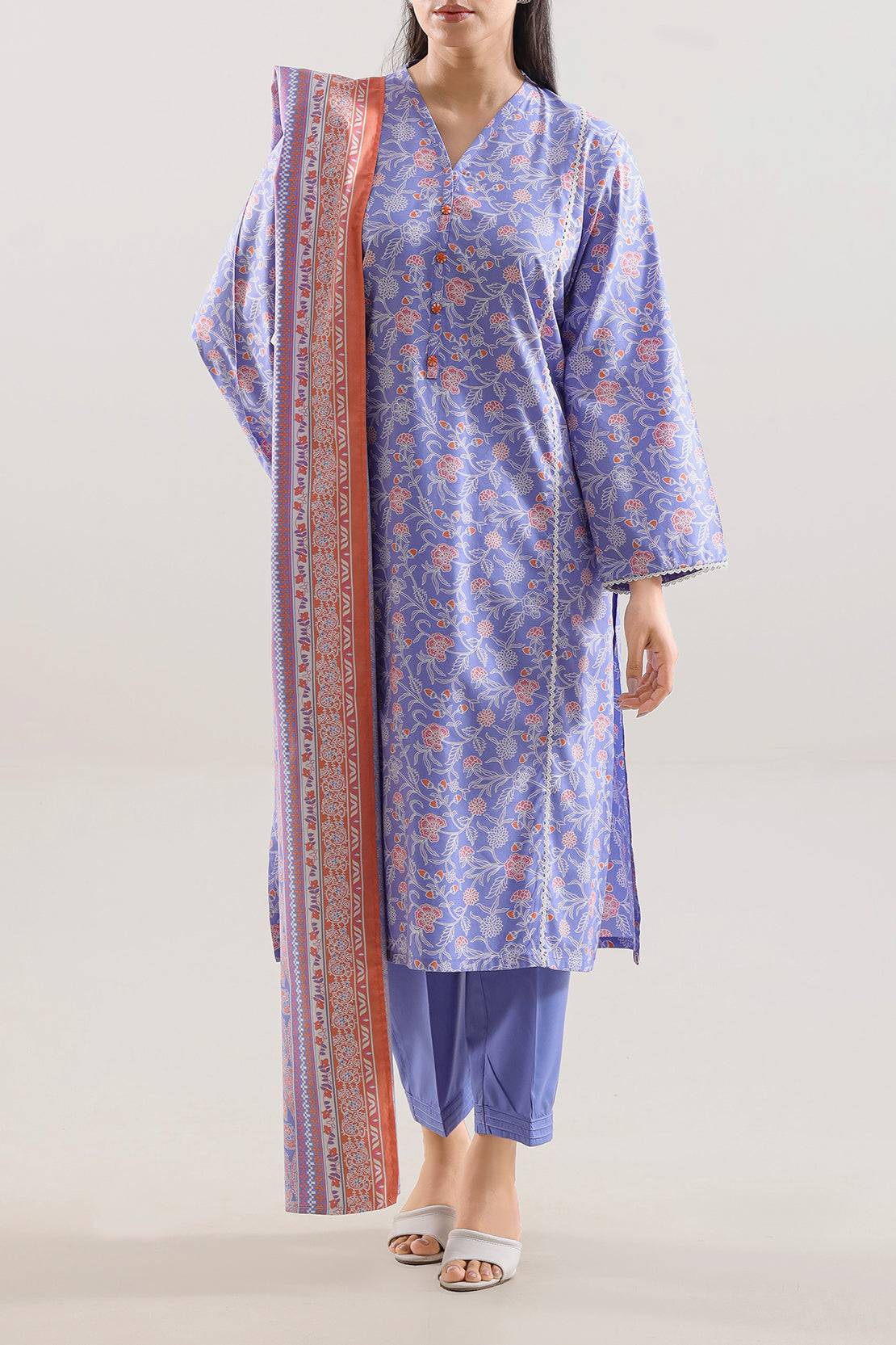 Printed Soft Touch Cotton Stitched 3 Piece76542