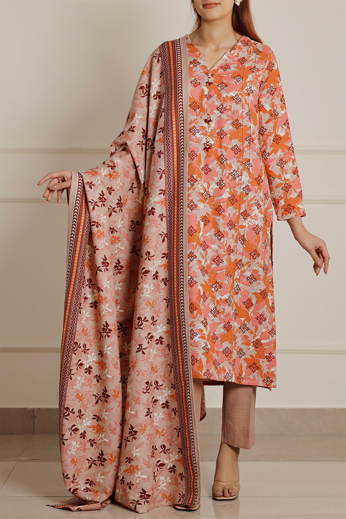 Printed Khaddar Stitched Shirt74745