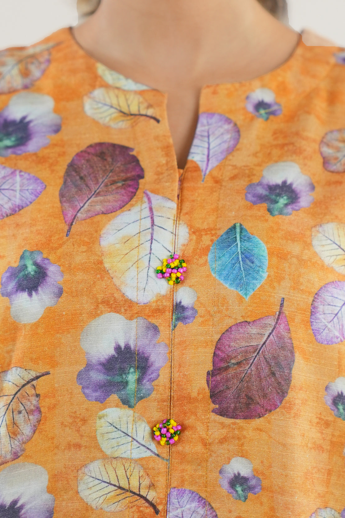 Printed Slub Cotton Stitched Shirt75044