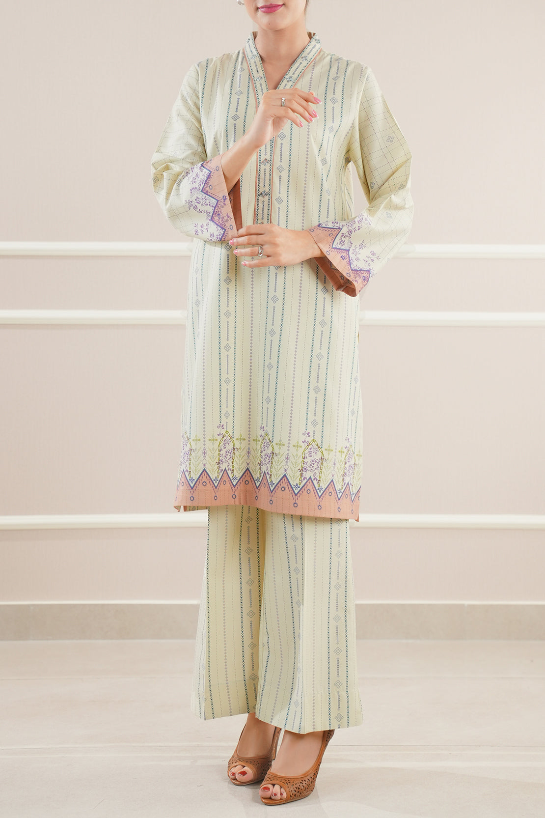 Printed Soft Touch Cotton Stitched Shirt74504