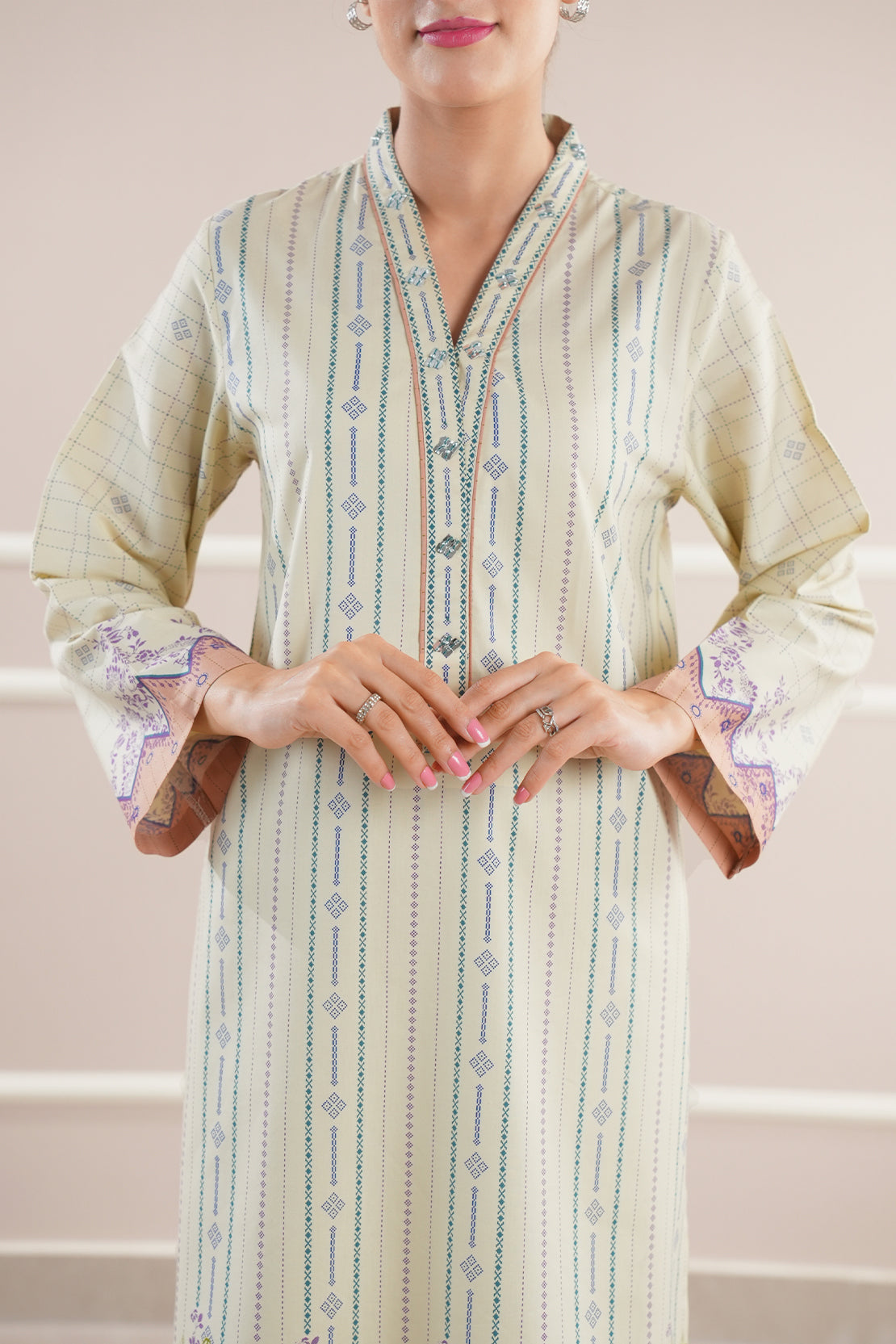 Printed Soft Touch Cotton Stitched Shirt74504