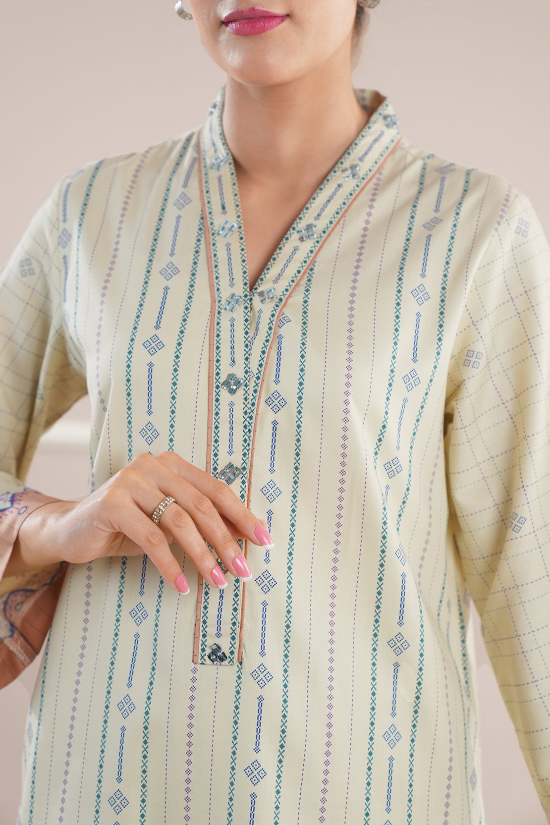Printed Soft Touch Cotton Stitched Shirt74504