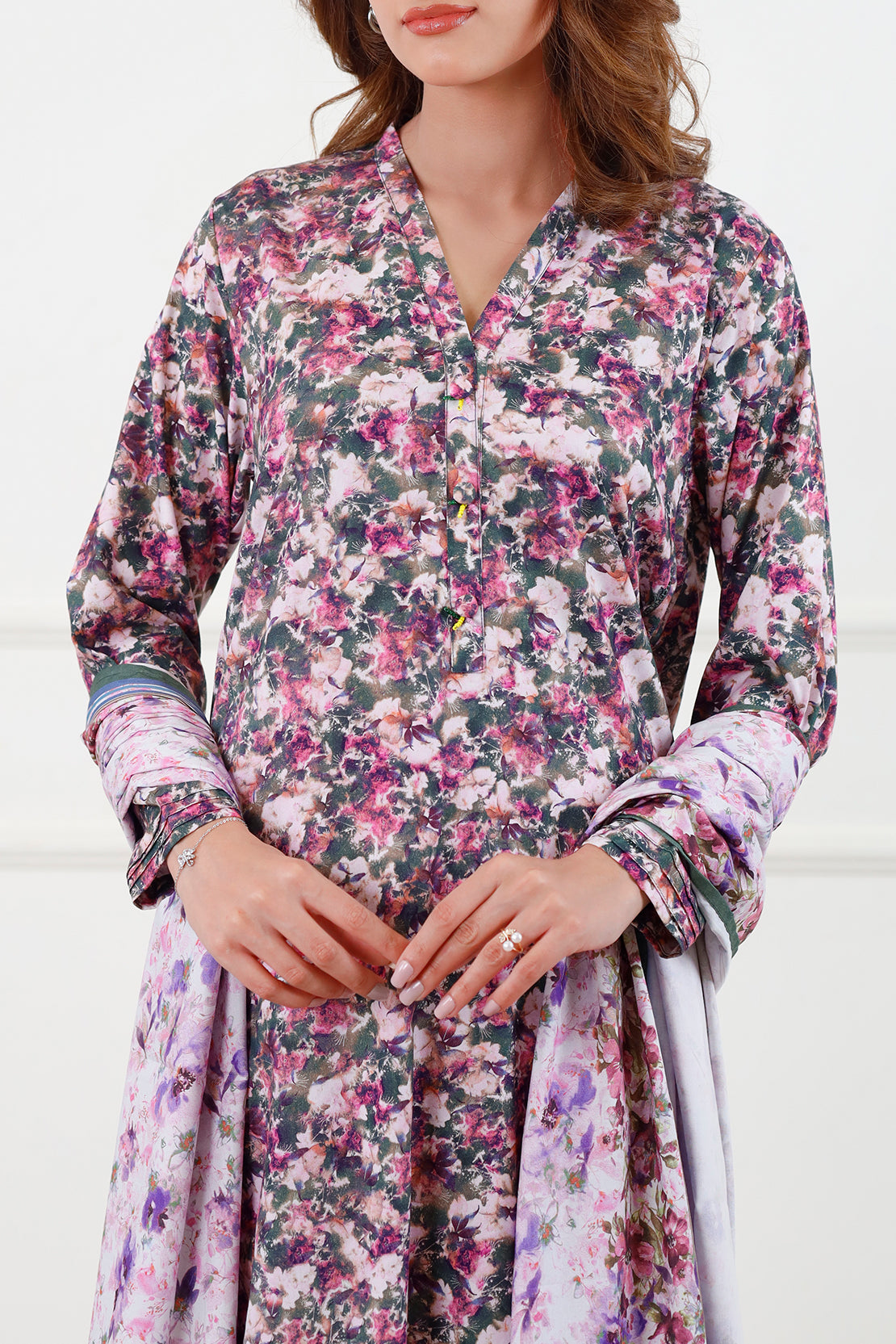 Printed Slub Cotton Stitched Shirt76696