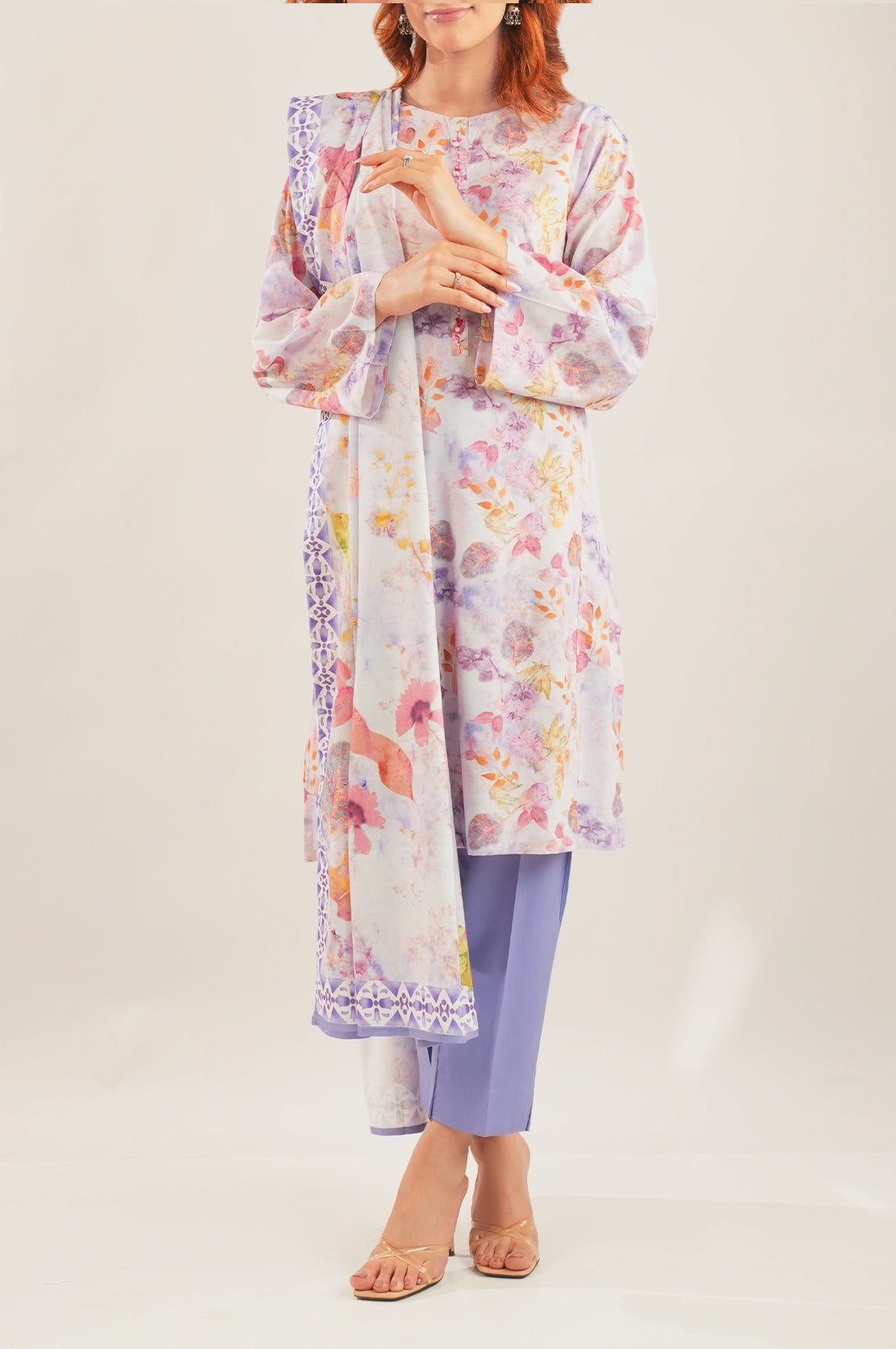 Printed Slub Cotton Stitched Shirt75054