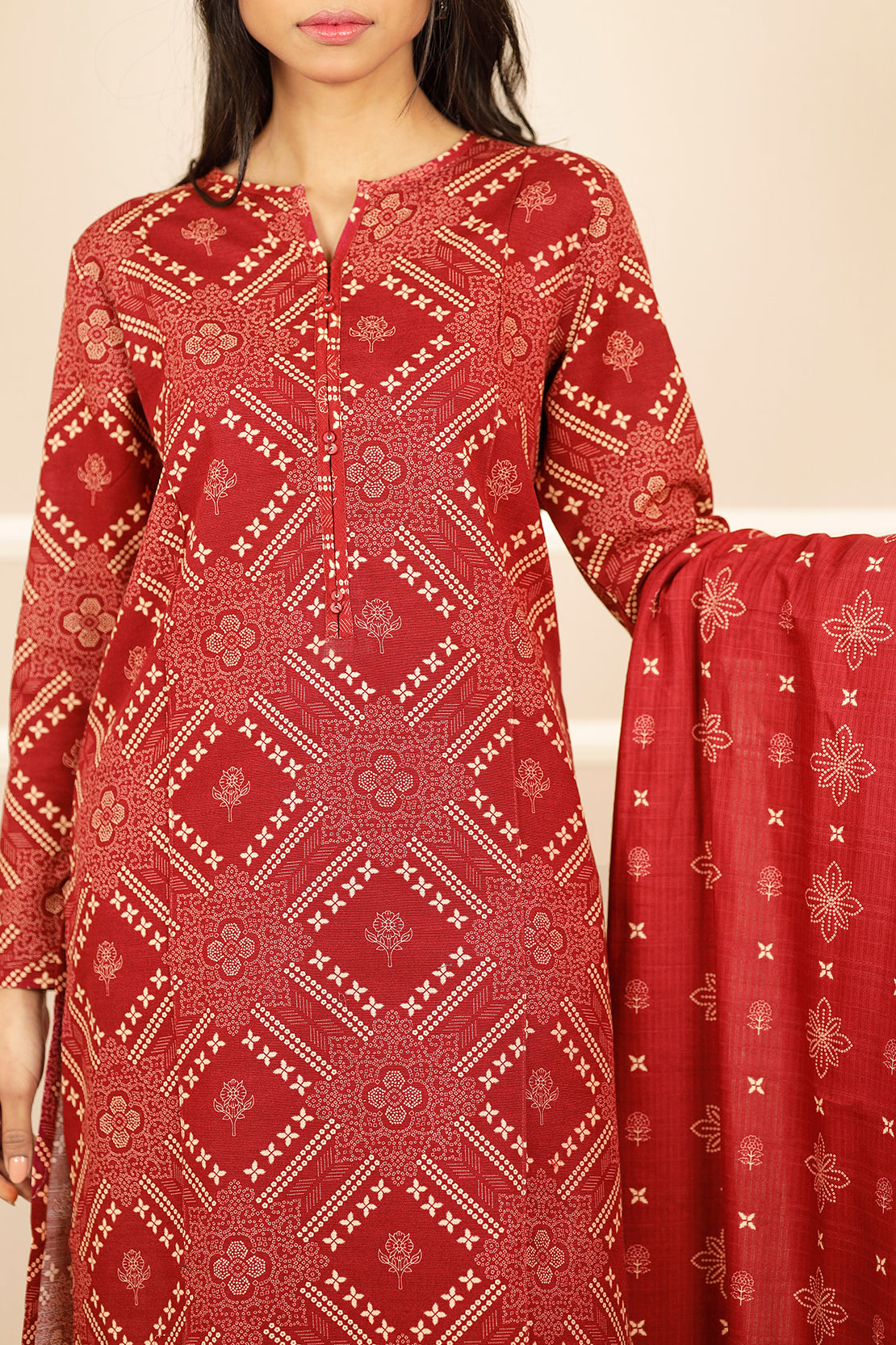 Printed Khaddar Stitched 2 Piece (Shirt/Trouser)75124