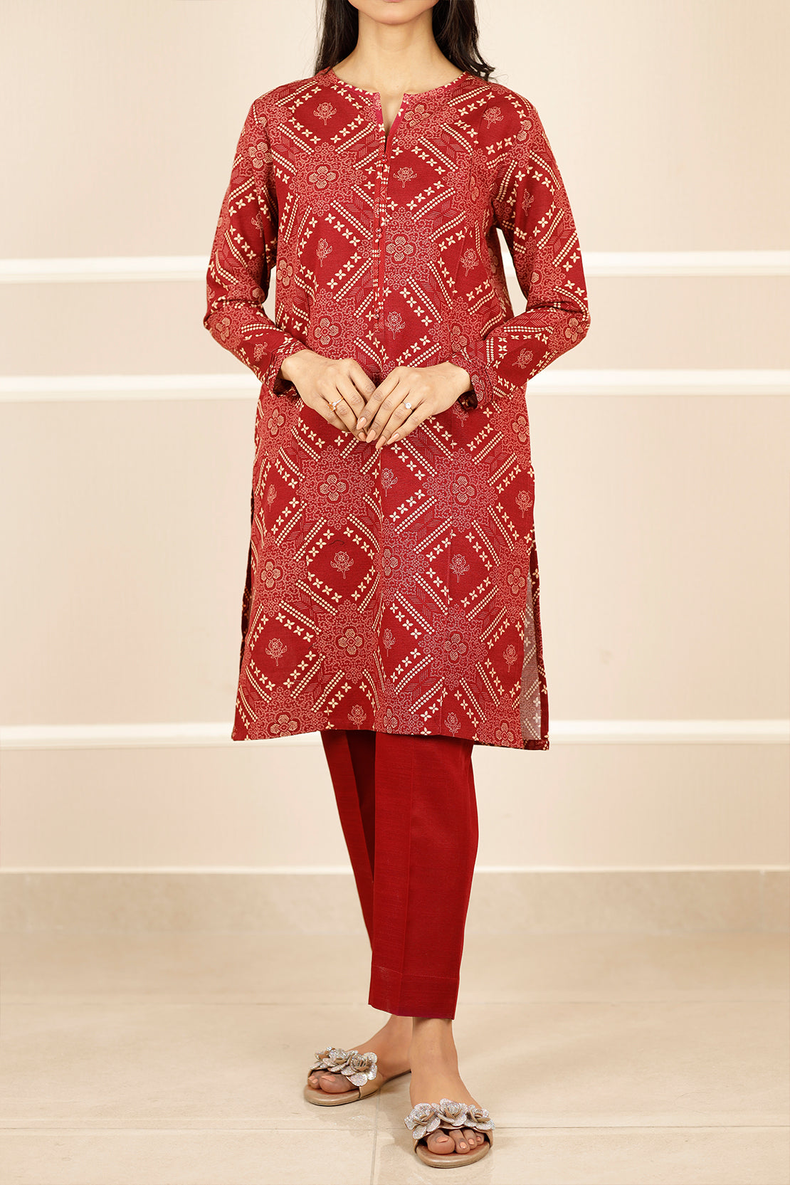 Printed Khaddar Stitched 2 Piece (Shirt/Trouser)75124