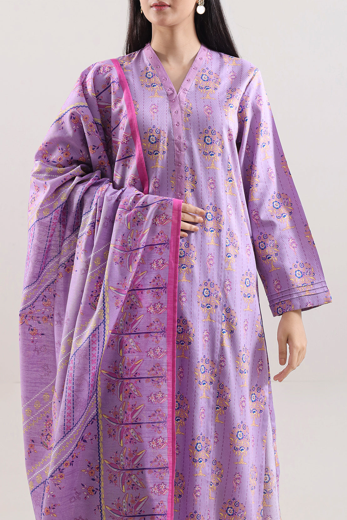 Printed Fancy Jacquard Khaddar Stitched Shirt76486