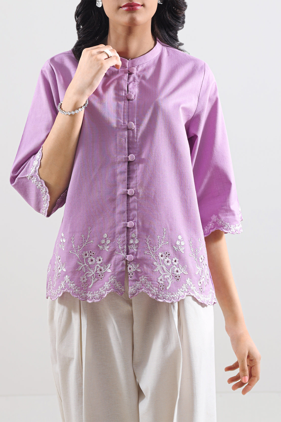 Cross Hatch Solid Emb Stitched Shirt100507