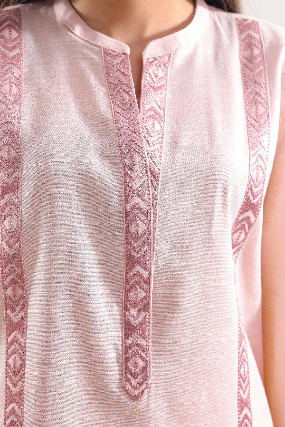 Solid Embroidered Linen Stitched 2 Piece (Shirt/Trouser)85095