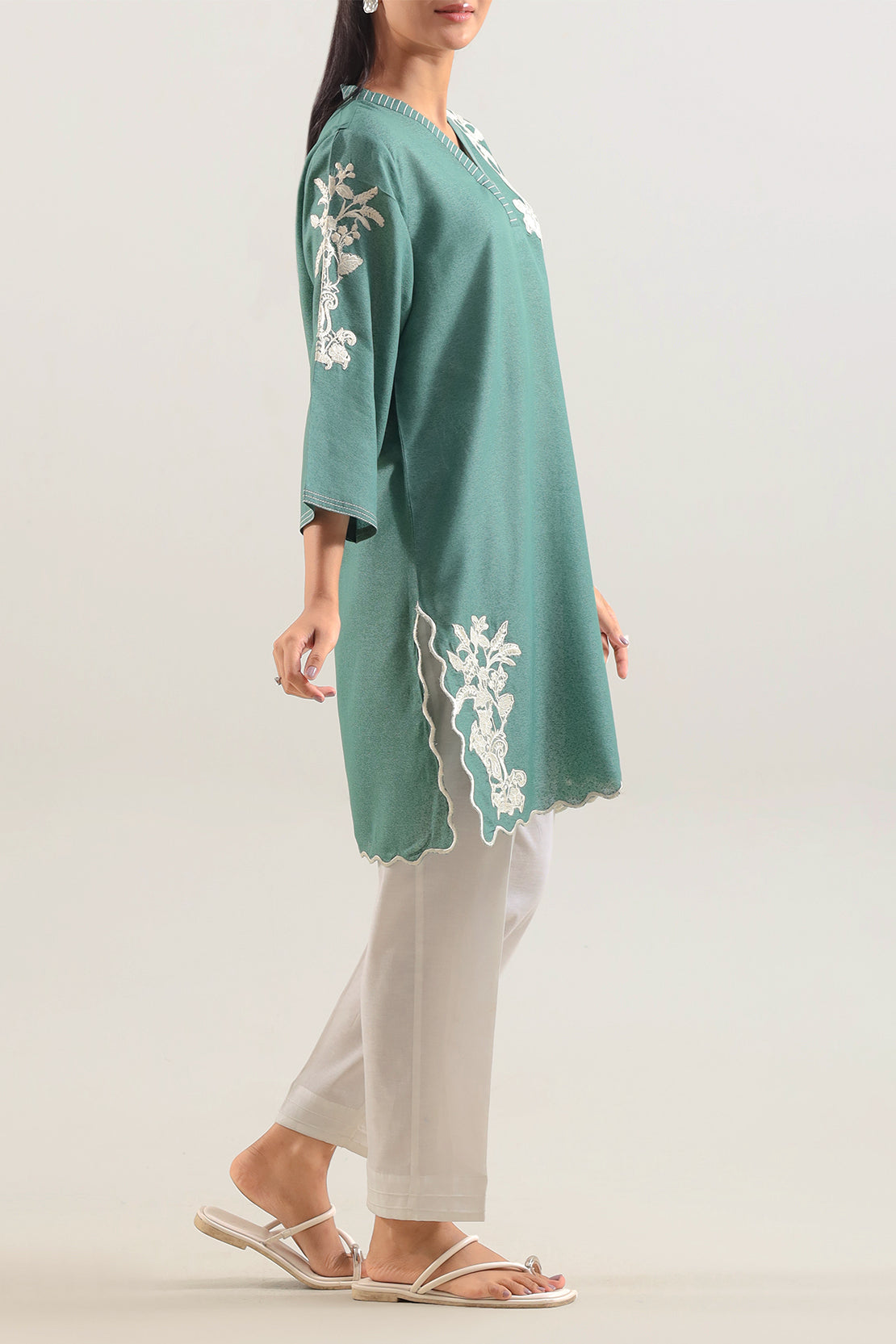 Solid Embroidered Karandi Stitched Shirt106723