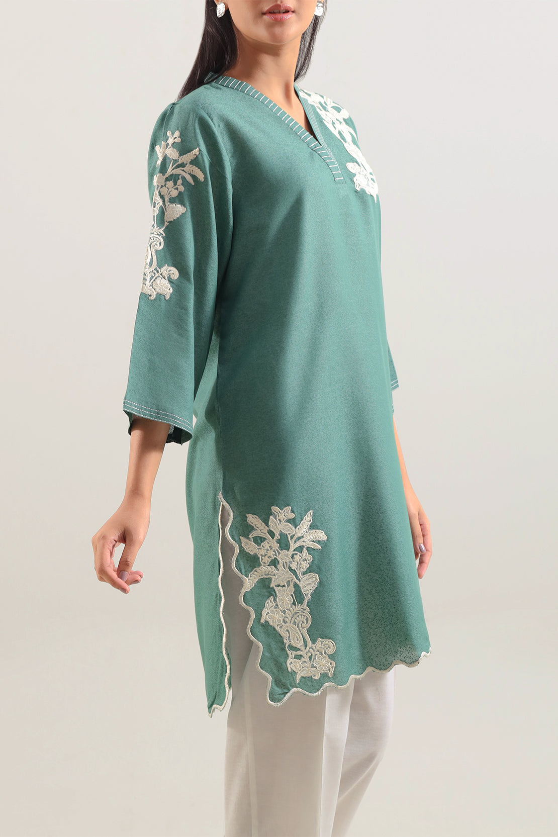 Solid Embroidered Karandi Stitched Shirt106723