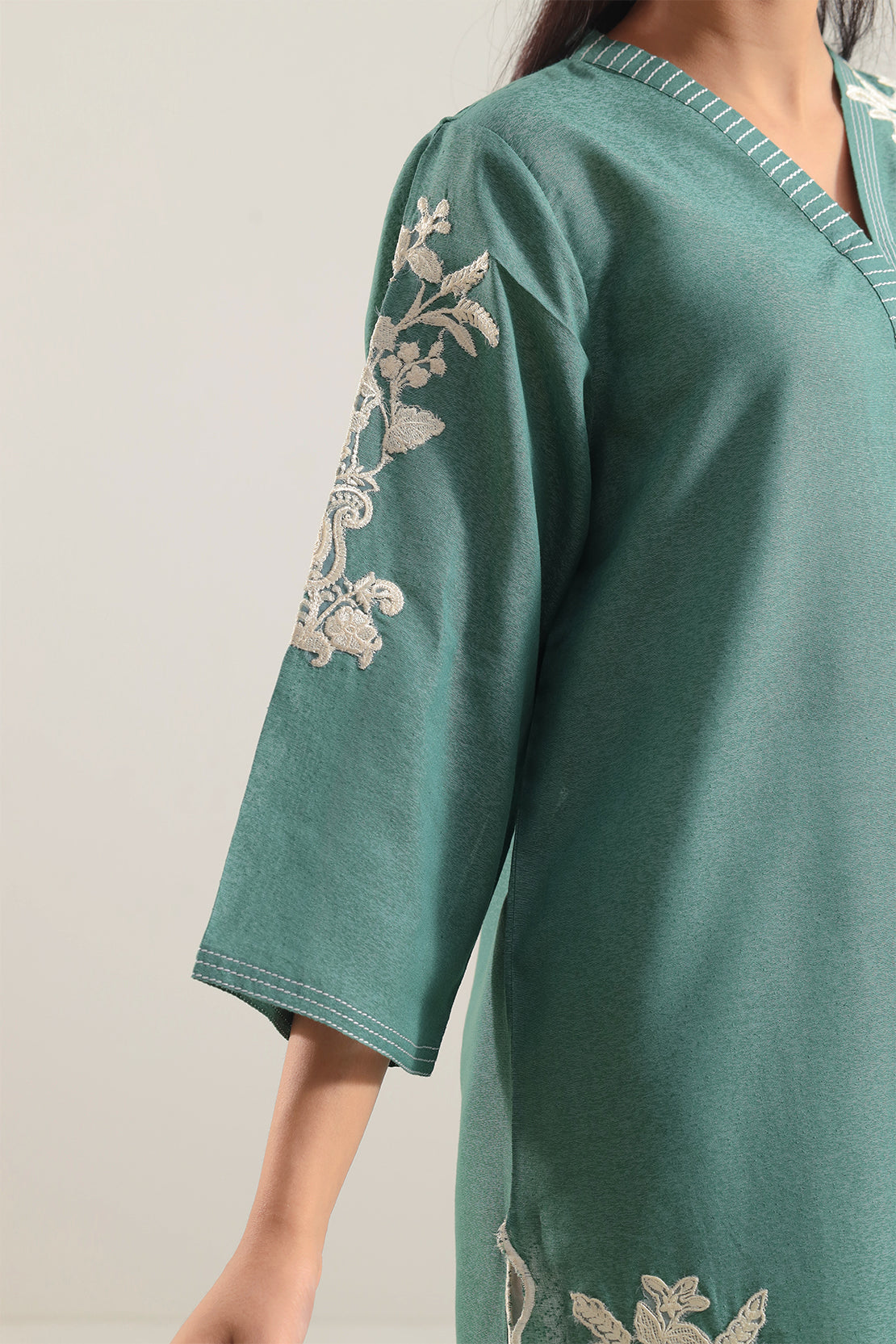 Solid Embroidered Karandi Stitched Shirt106723