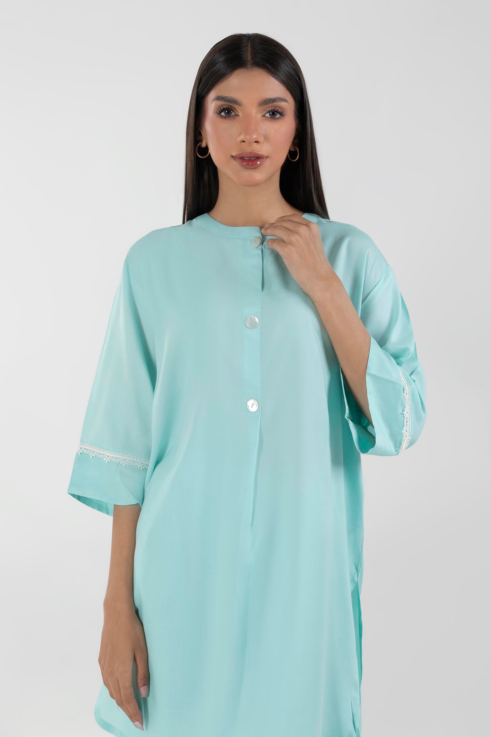 Stitched Blue Printed Shirt + Shalwar
