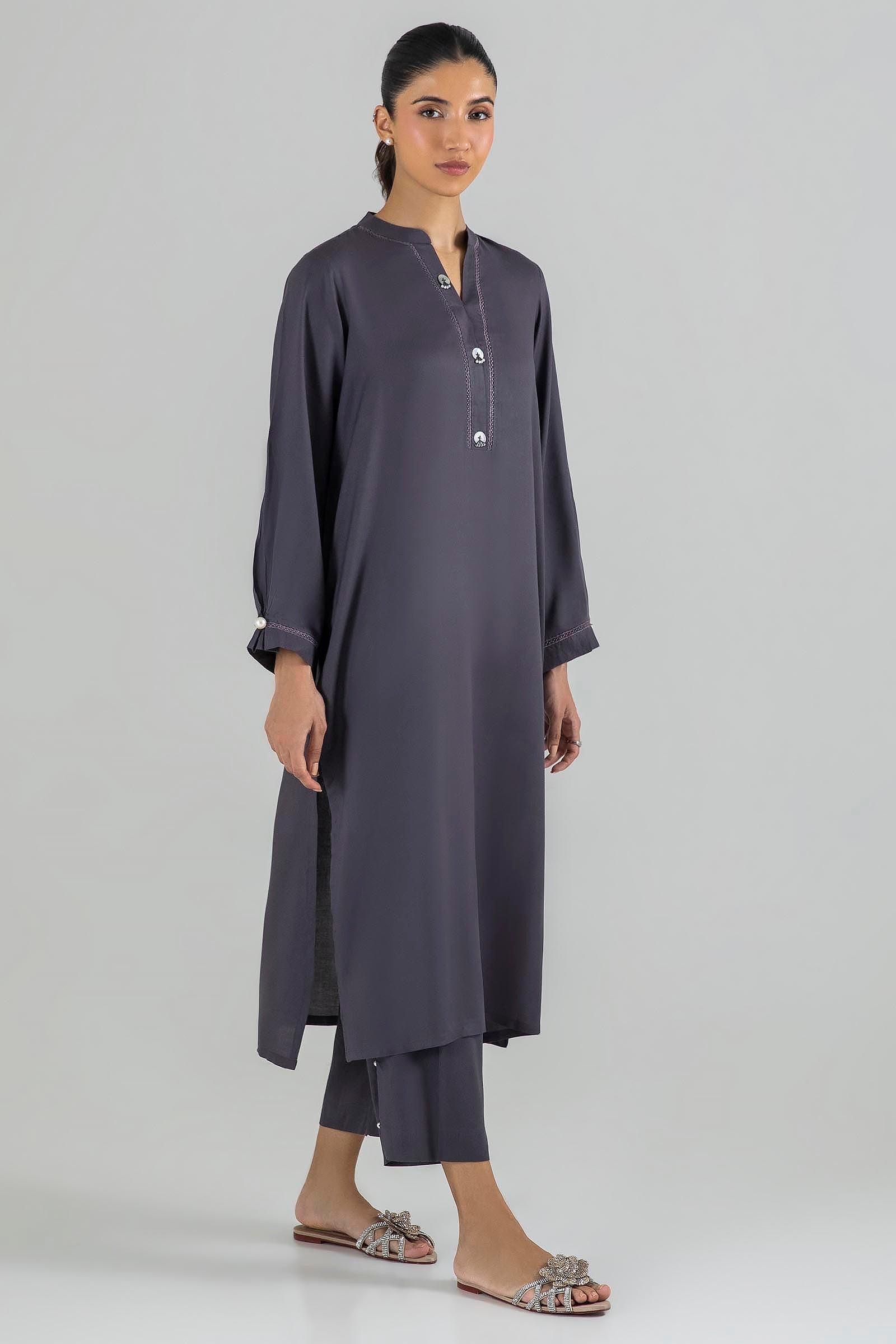 Stitched Grey Printed Shirt