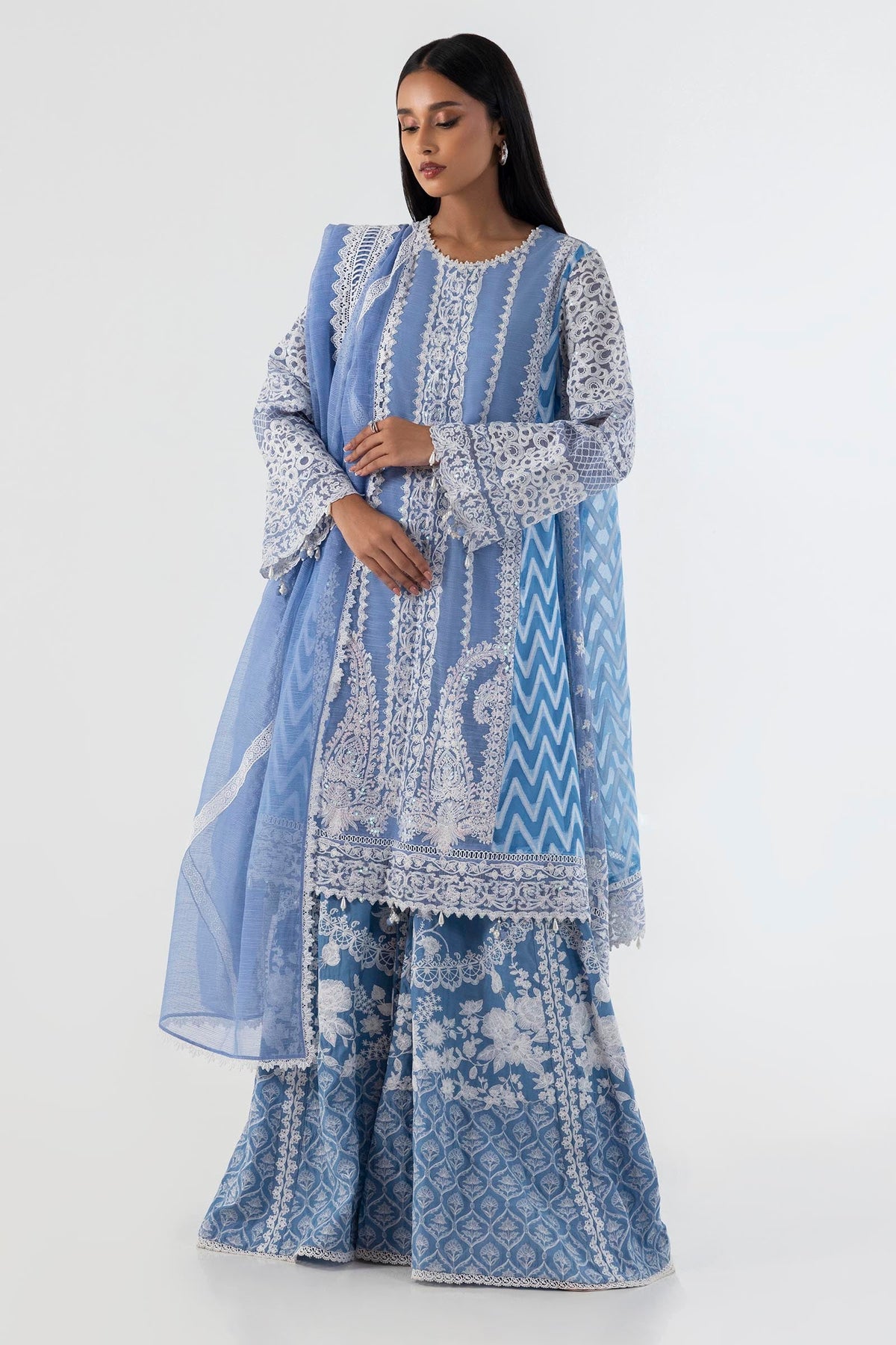 Stitched Embroidered Basic Shirt + Slip + Dupatta