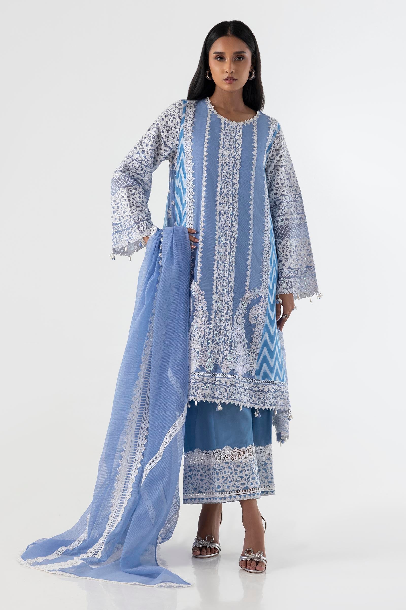 Stitched Embroidered Basic Shirt + Slip + Dupatta