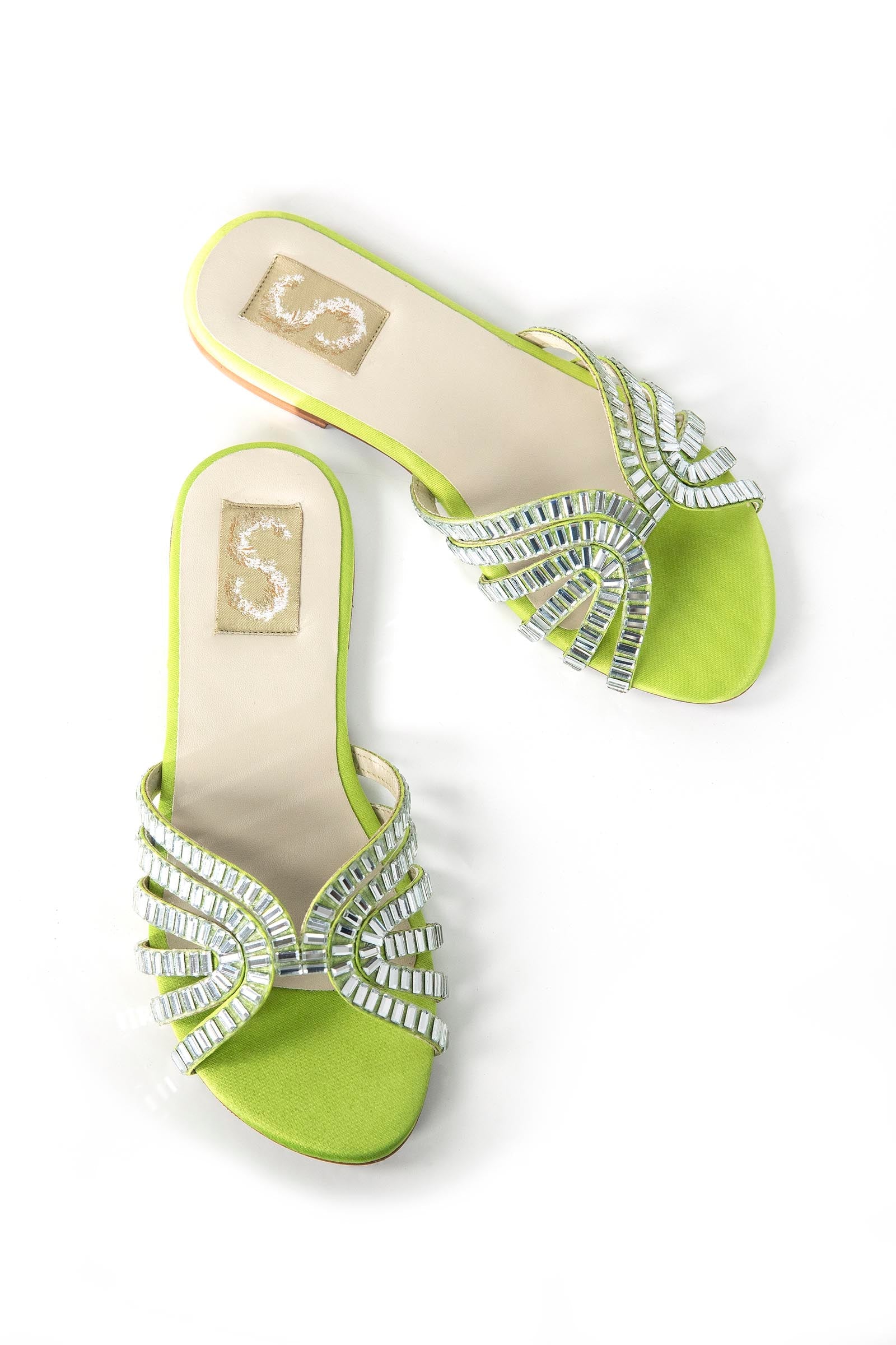 Lime Luxe Embellished Slides