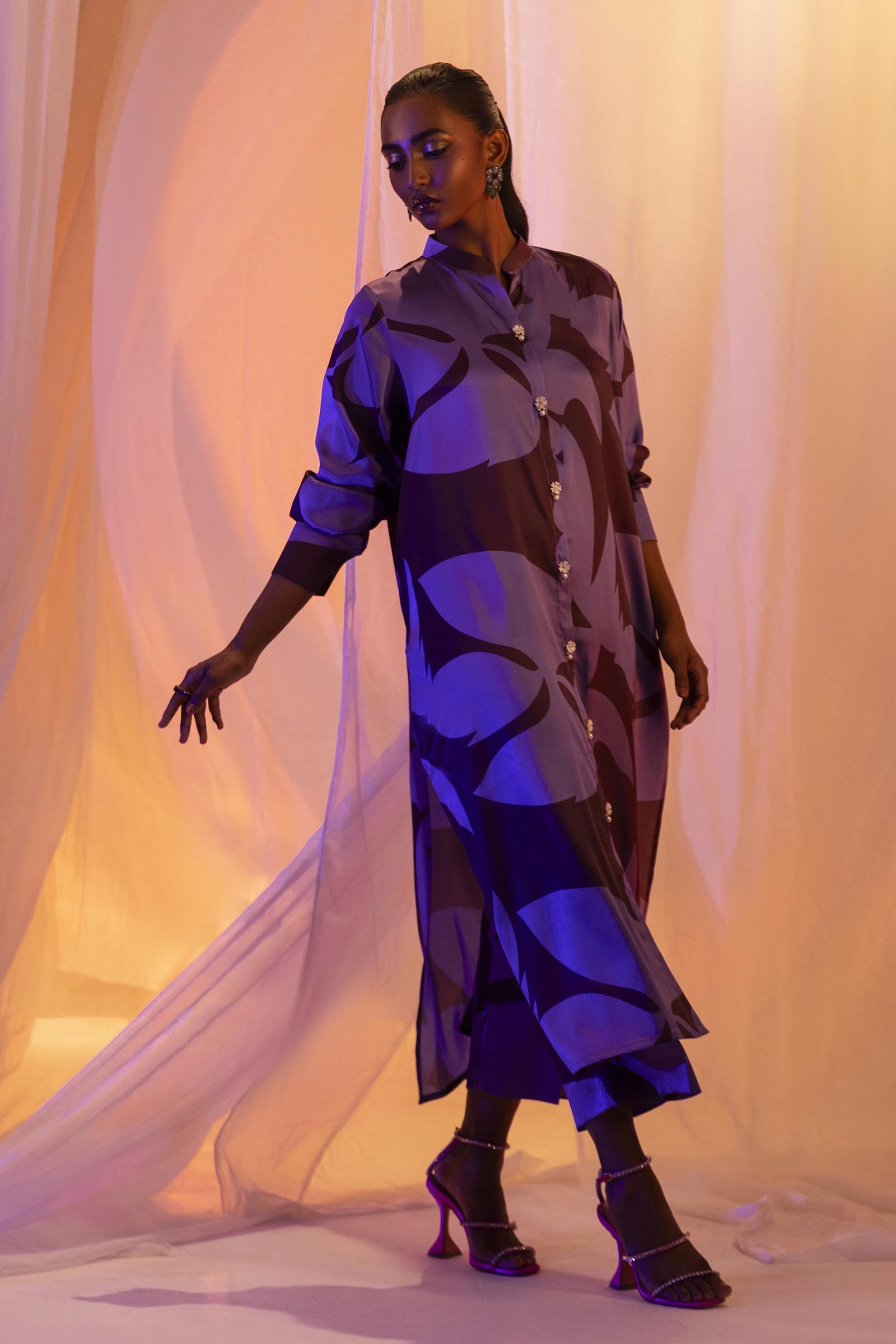 Stitched Multi Embroidered Shirt + Culotte