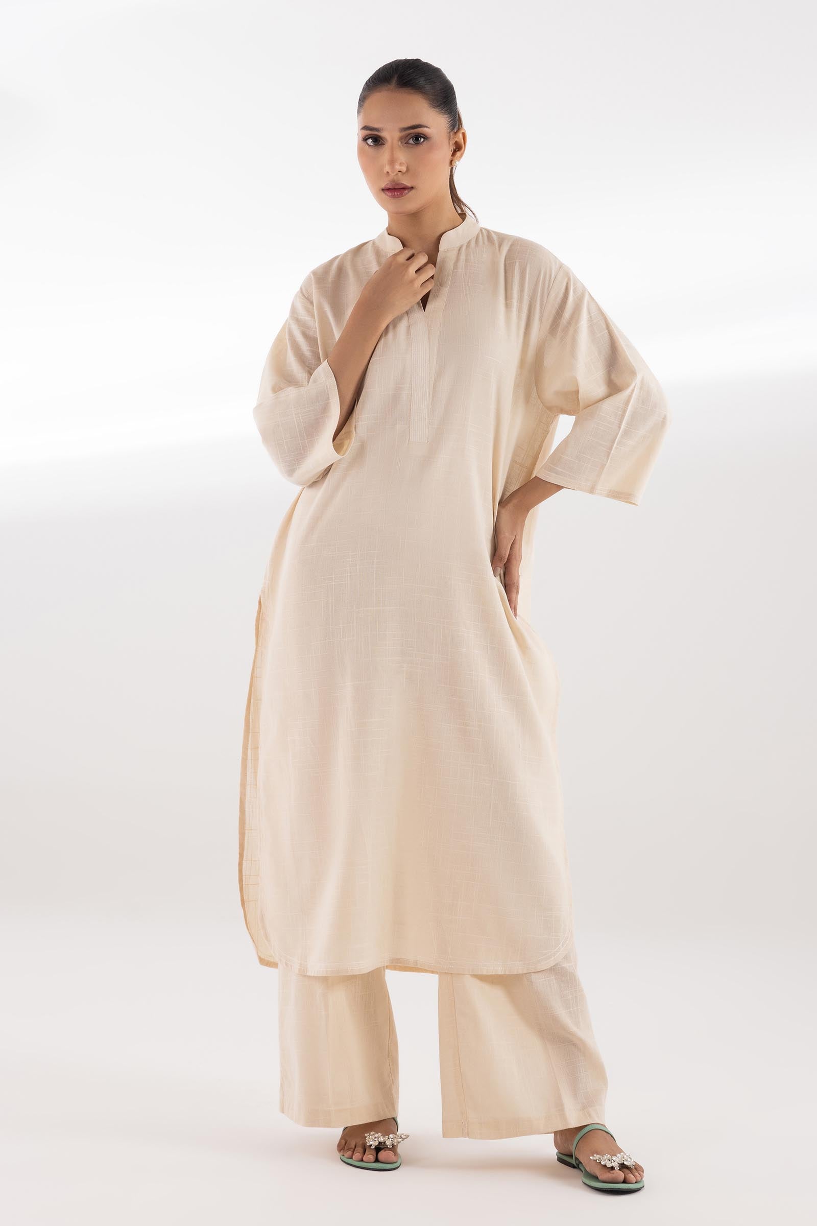 Stitched Dyed Blended Shirt + Boot Cut Pants