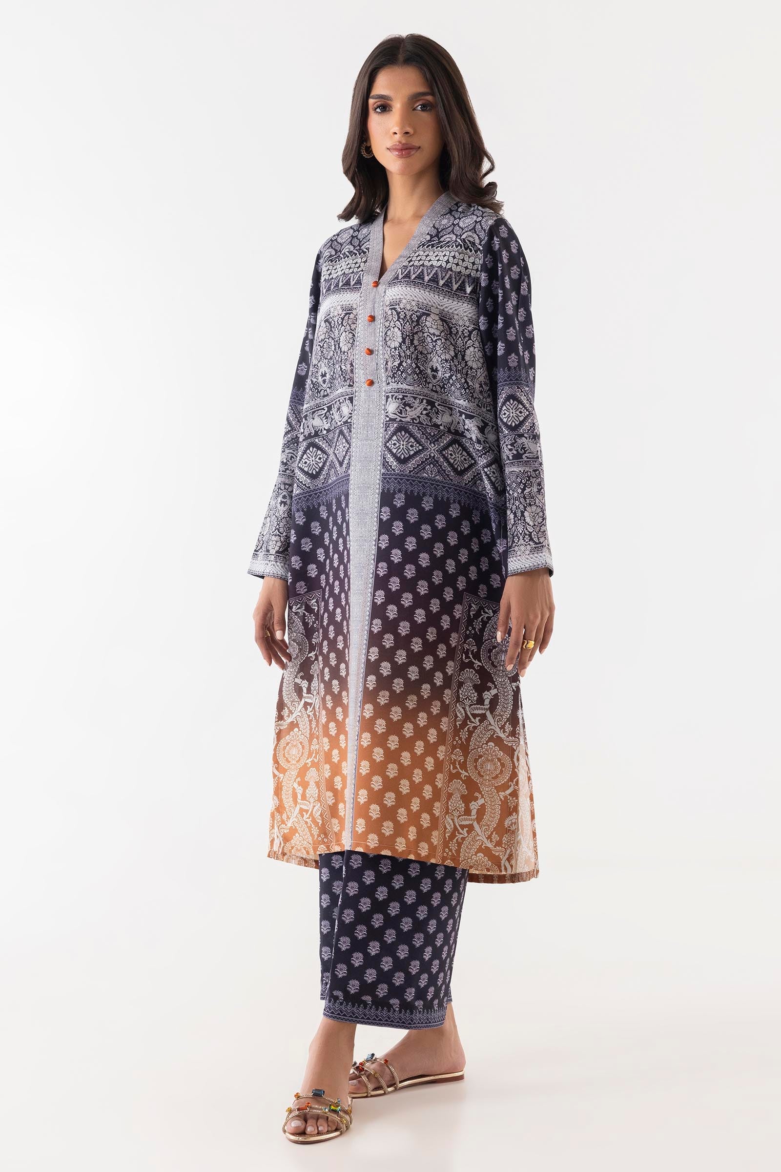 Stitched Blended Jacquard Printed Culotte