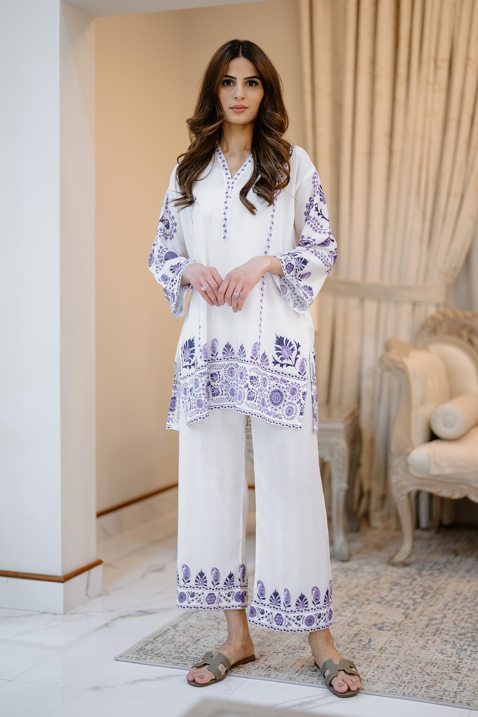 DA-2127 NAVY BLUE 2PCS EMBROIDERED KURTA WITH TROUSER