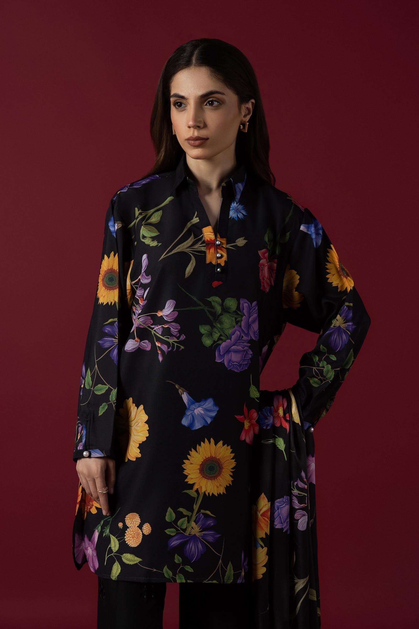 Stitched Floral Printed Shirt