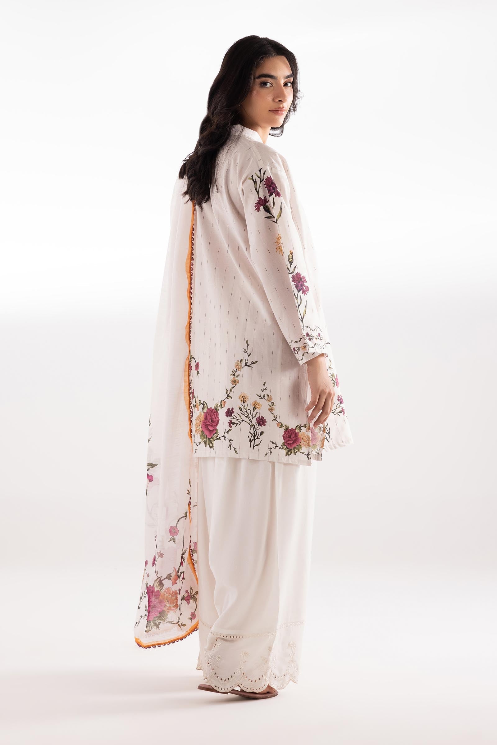 Stitched Printed Textured Shirt + Dupatta