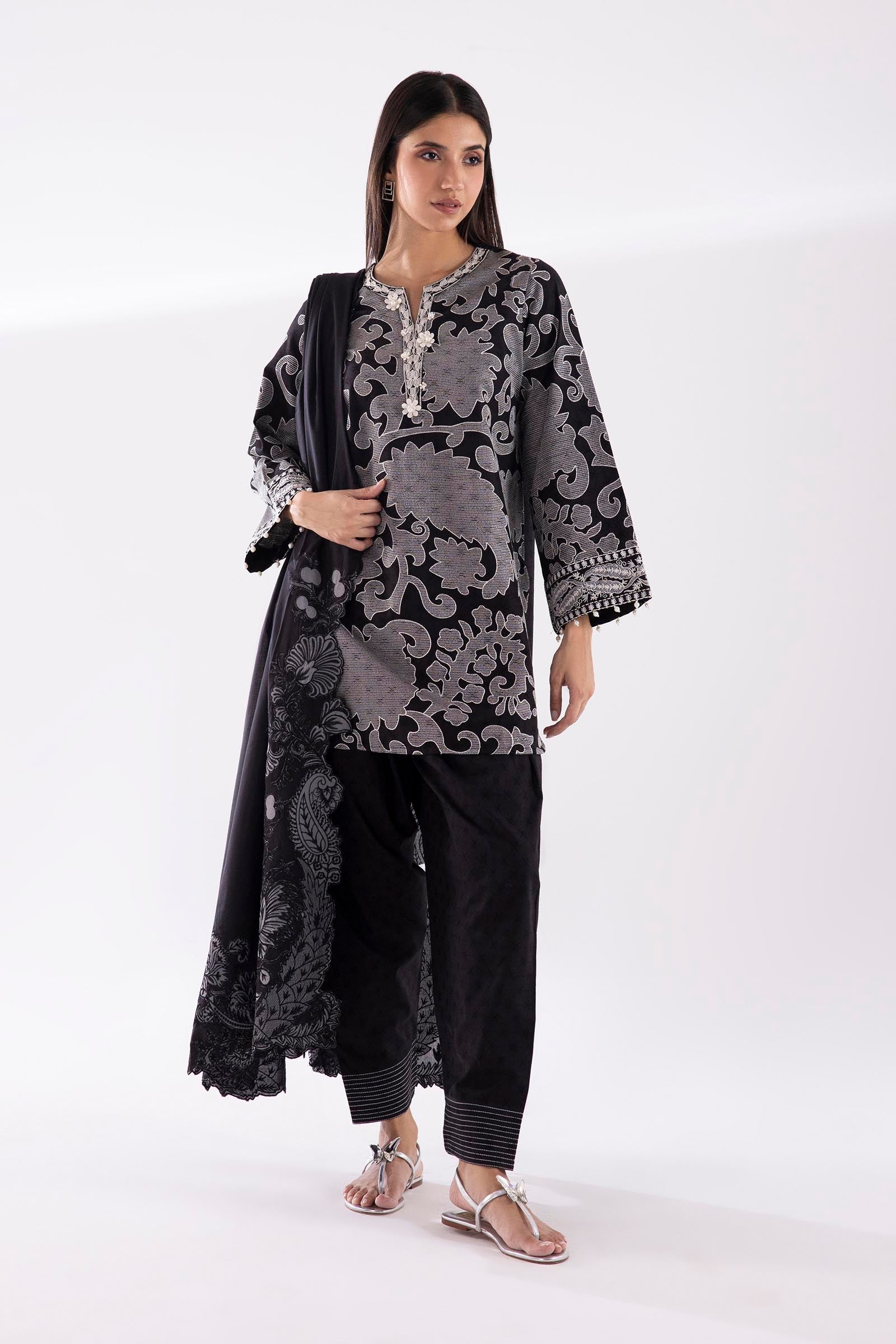 Stitched Embroidered Lawn Dupatta