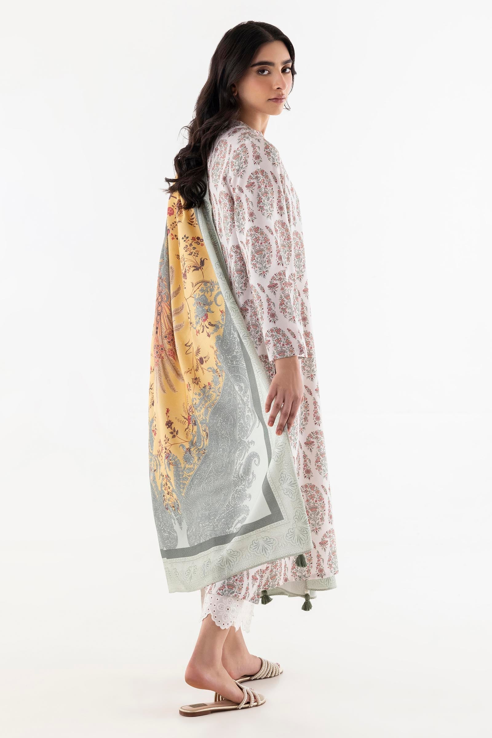 Stitched Printed Linen Dupatta