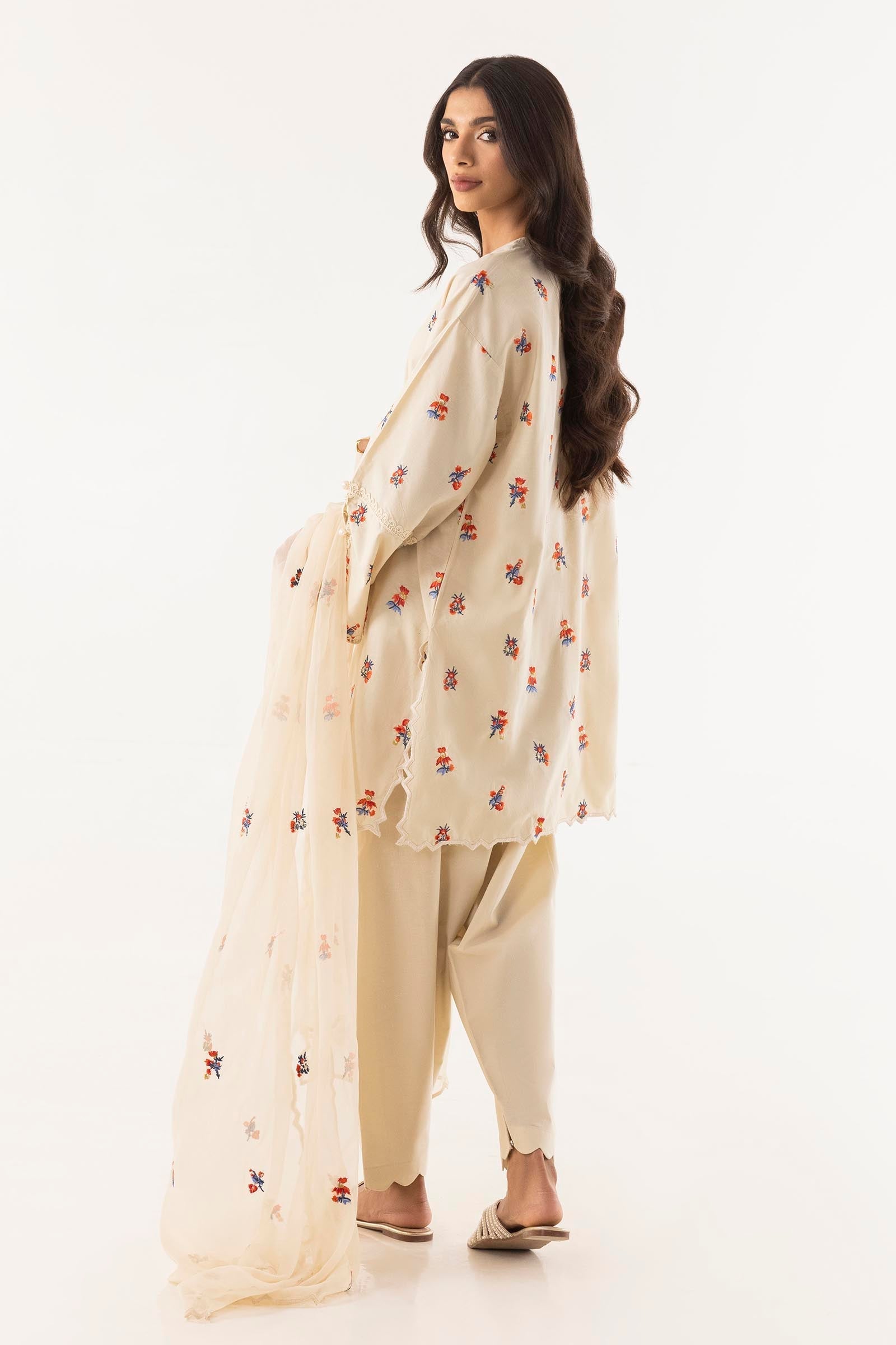 Stitched Embroidered Lawn Shirt + Shalwar + Dupatta