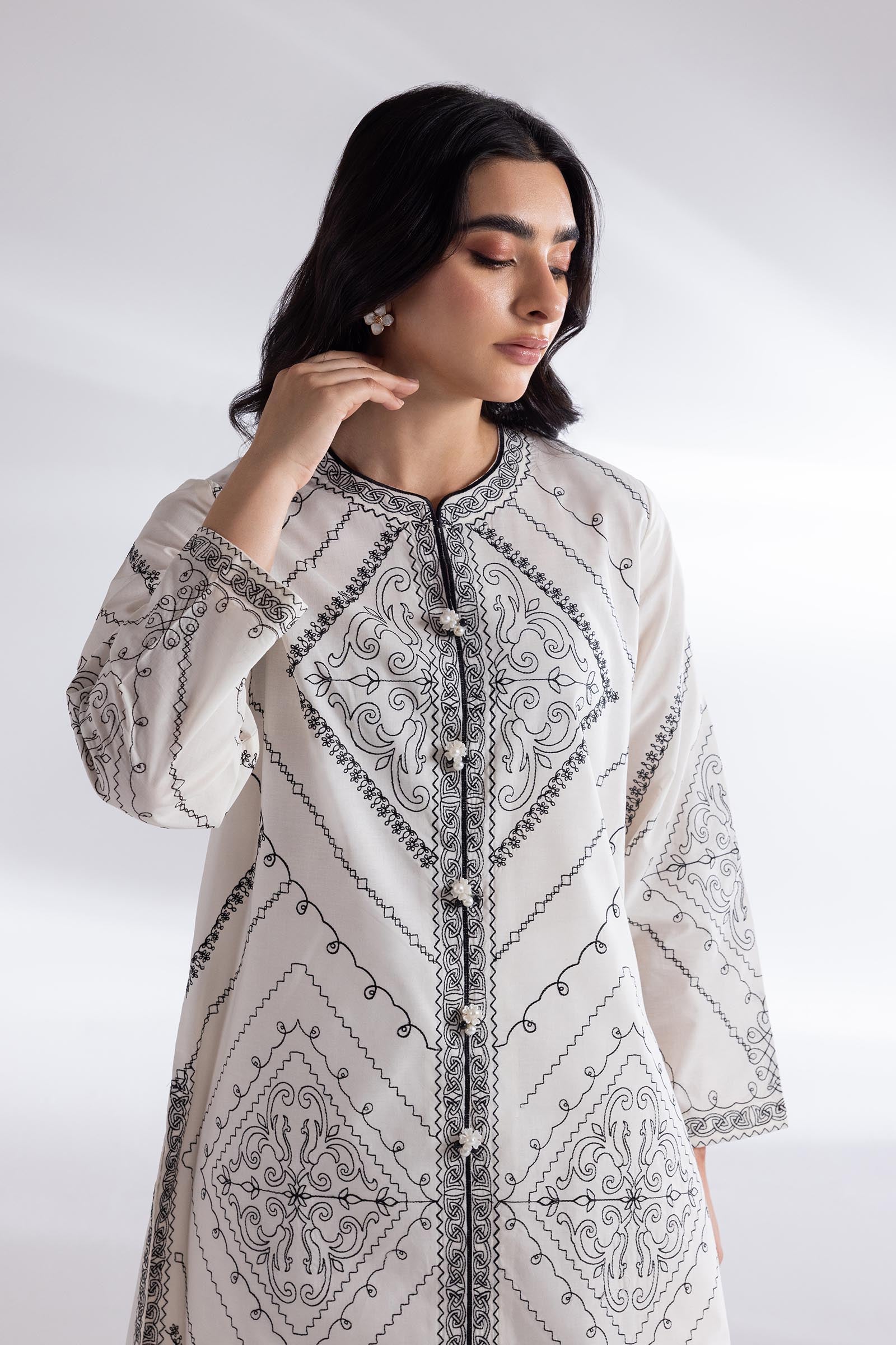 Stitched Lawn Embroidered Shirt + Culotte