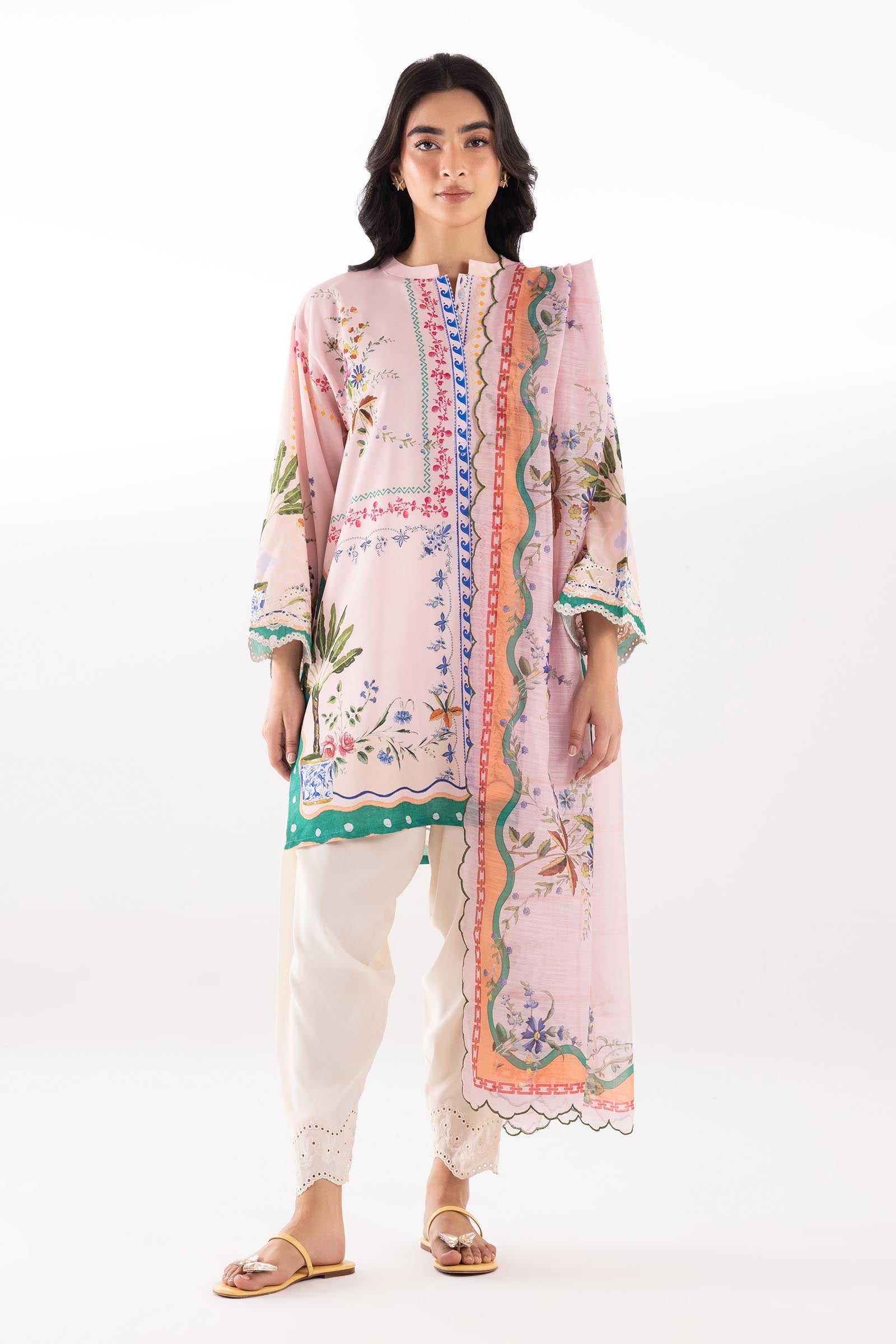 Stitched Embroidered Cambric Shirt