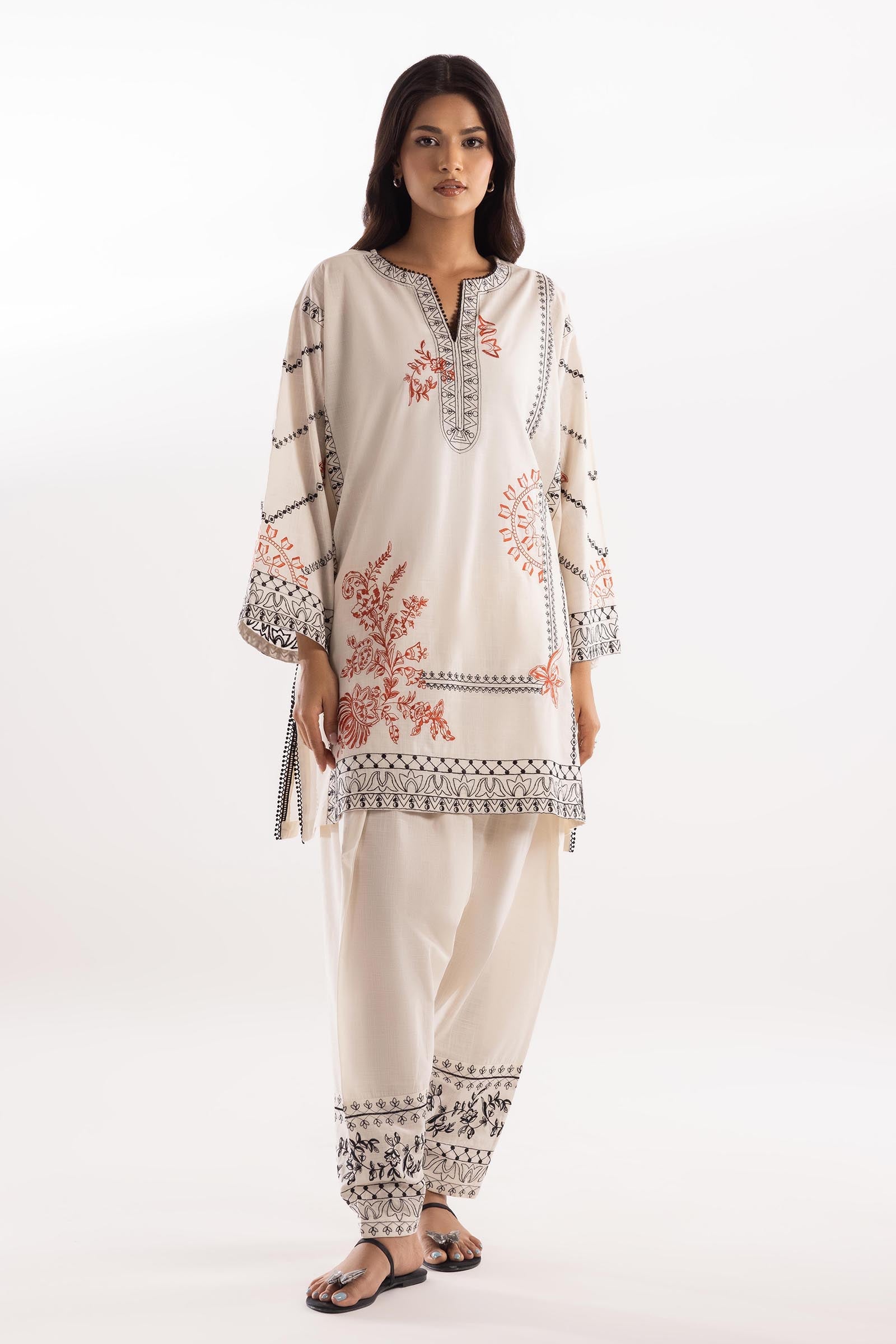 Stitched Embroidered Skinny Shalwar