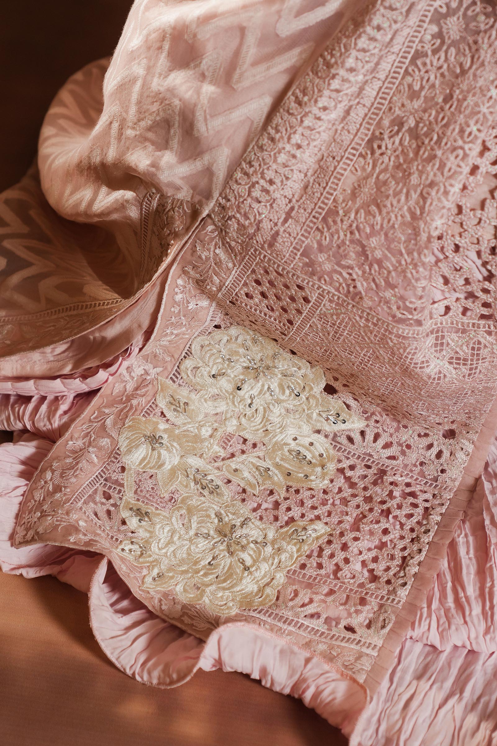 Stitched Embroidered Organza Shirt + Gharara