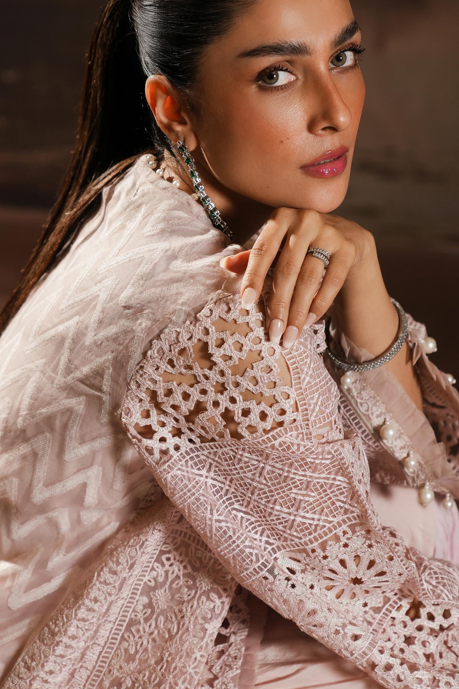 Stitched Embroidered Organza Shirt + Gharara