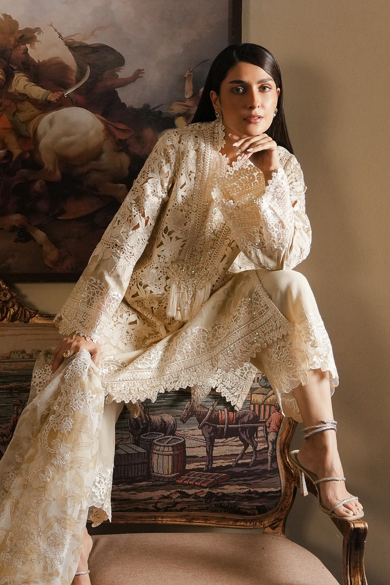 Stiched Raw Silk Shirt + Culotte + Dupatta