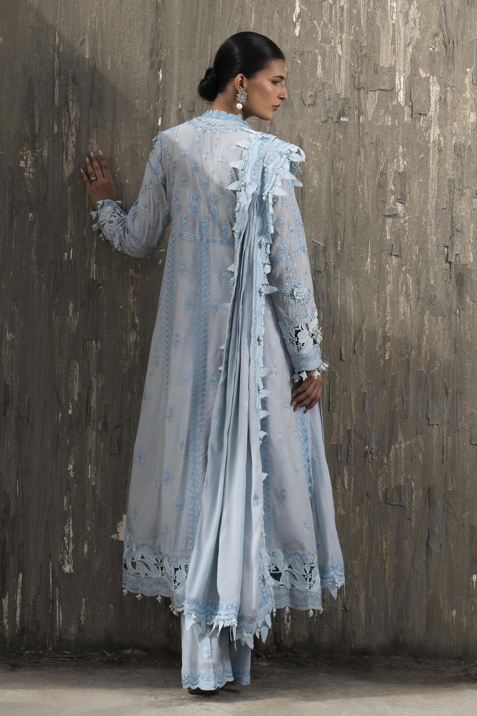 Stitched Luxury Embroidered Long Shirt + Bottom + Dupatta