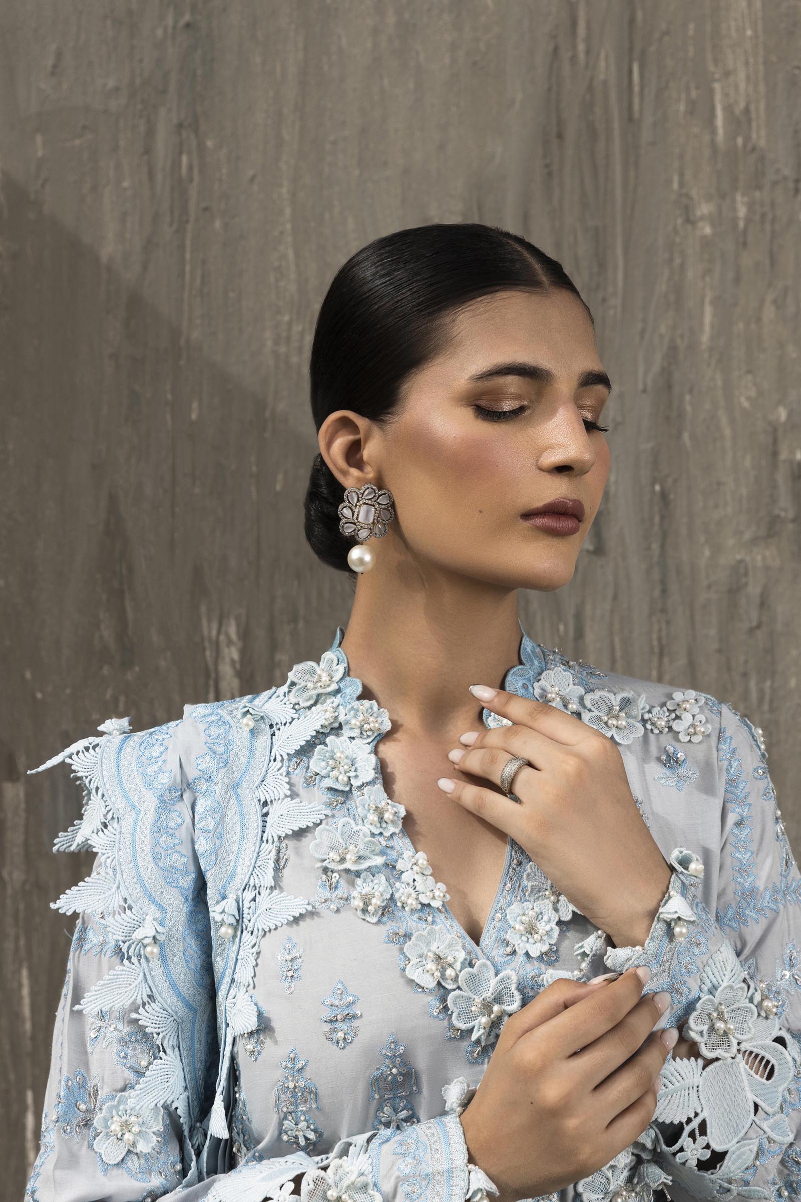 Stitched Luxury Embroidered Long Shirt + Bottom + Dupatta