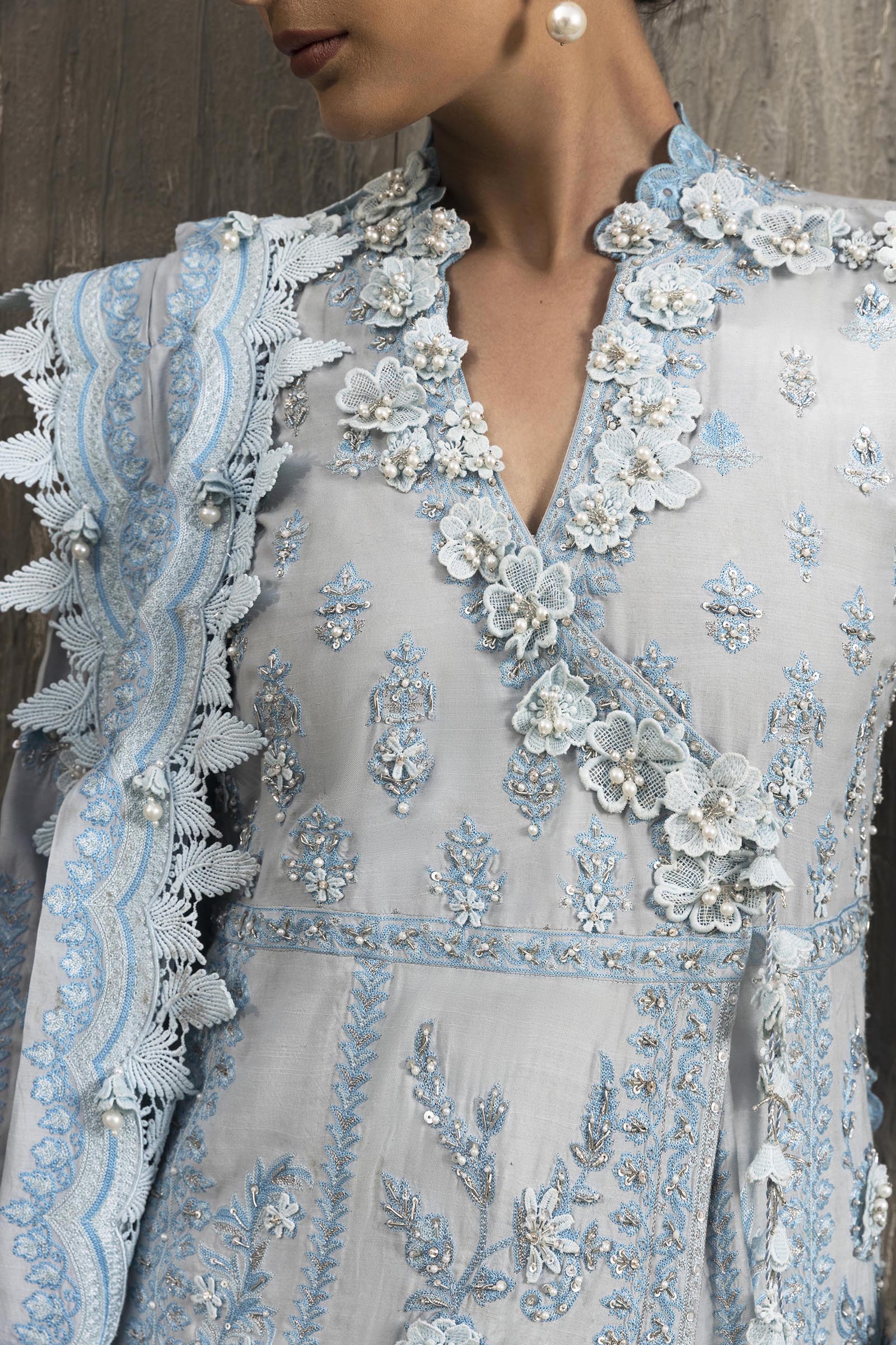 Stitched Luxury Embroidered Long Shirt + Bottom + Dupatta