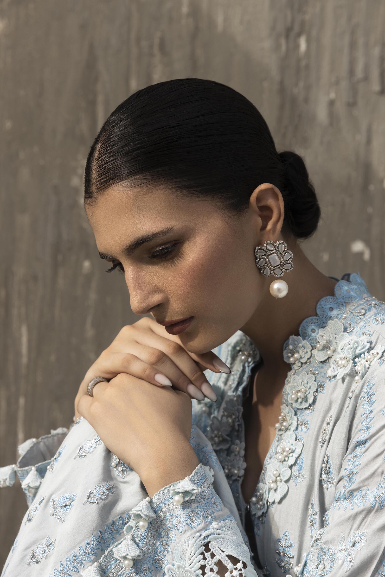 Stitched Luxury Embroidered Long Shirt + Bottom + Dupatta