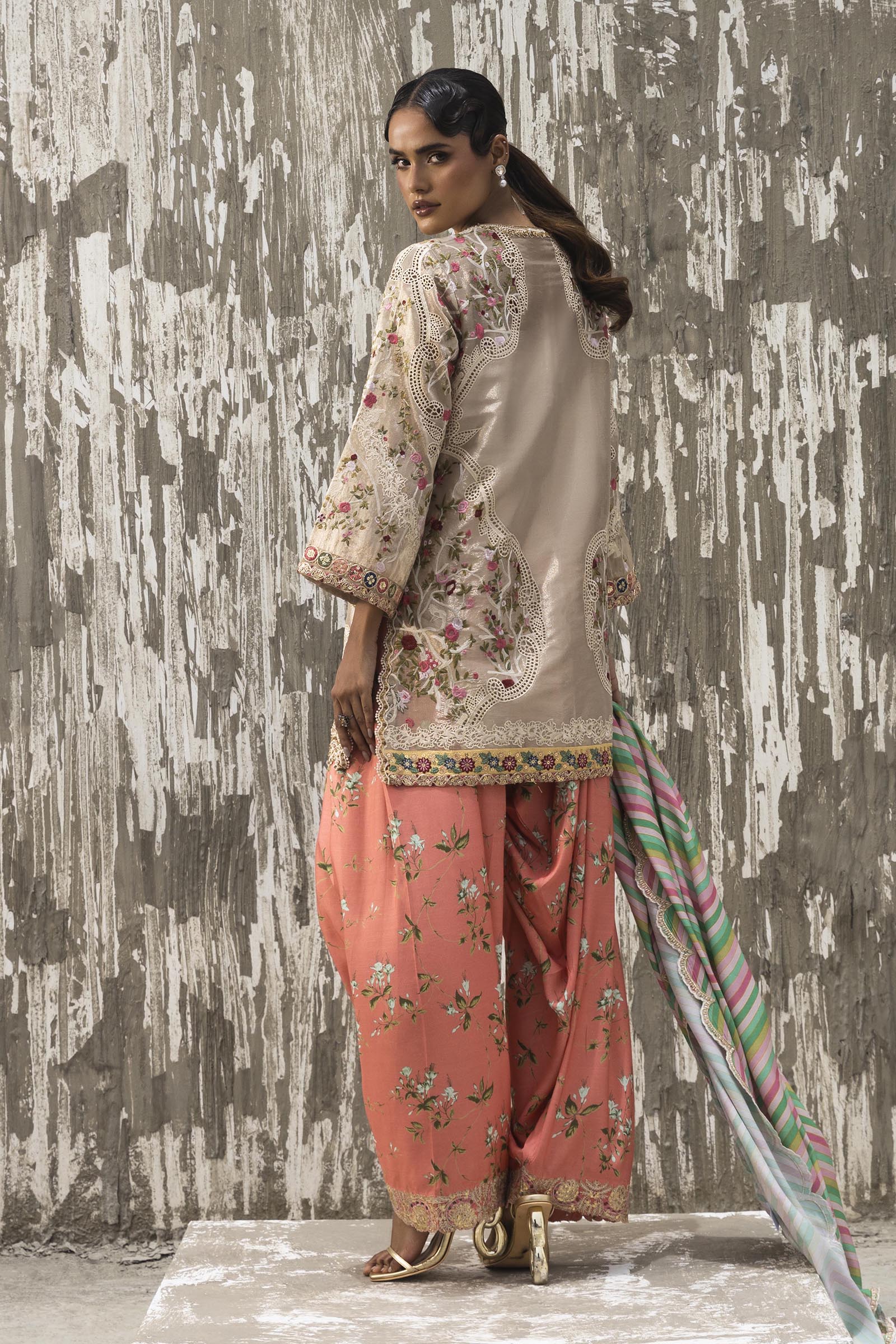 Stitched Luxury Embroidered Short Shirt + Shalwar + Dupatta