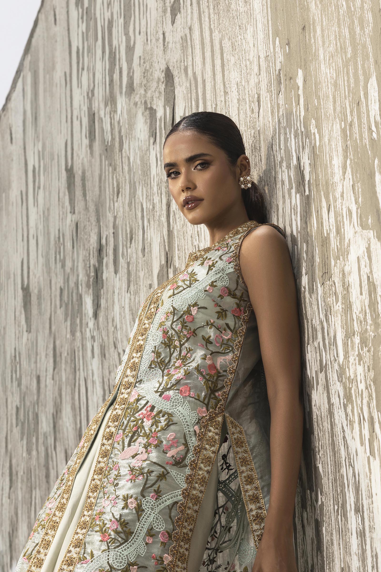 Stitched Luxury Embroidered Sleeveless Shirt + Bottom + Dupatta