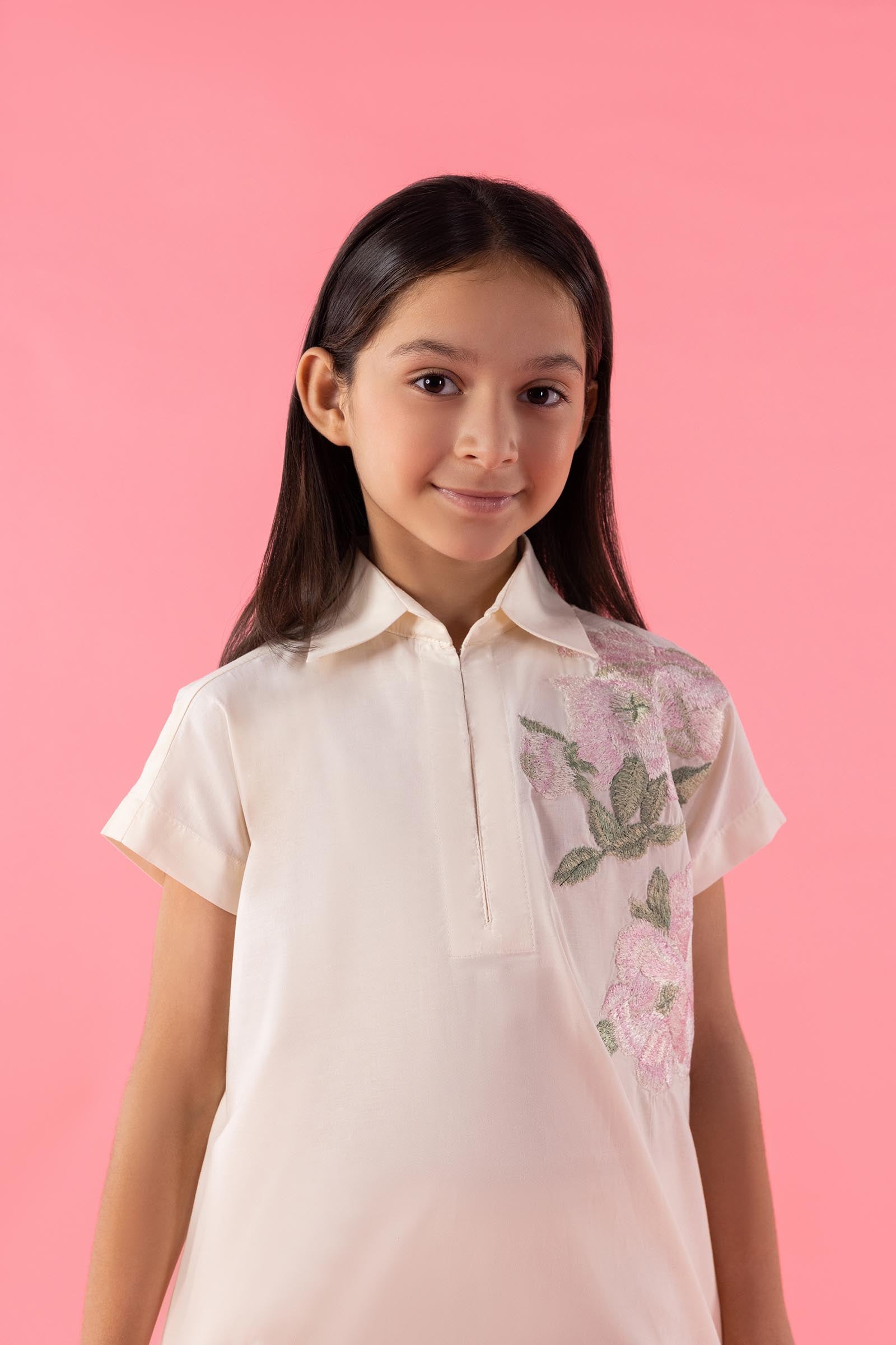 Stitched Kids Embroidered Lawn Shirt + Culotte