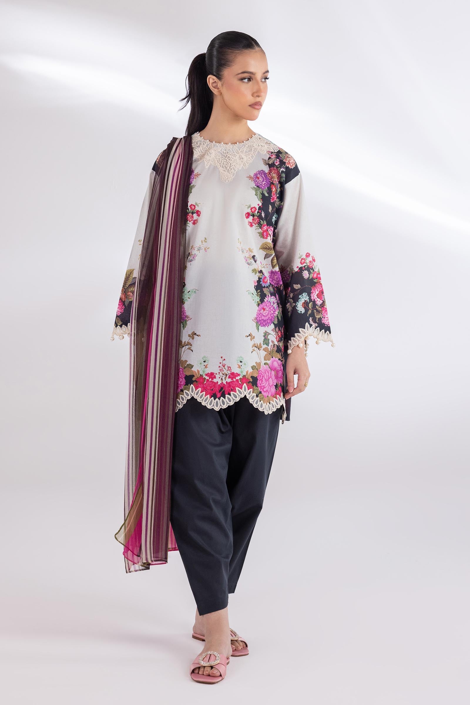 Stitched Embroidered Lawn Suit
