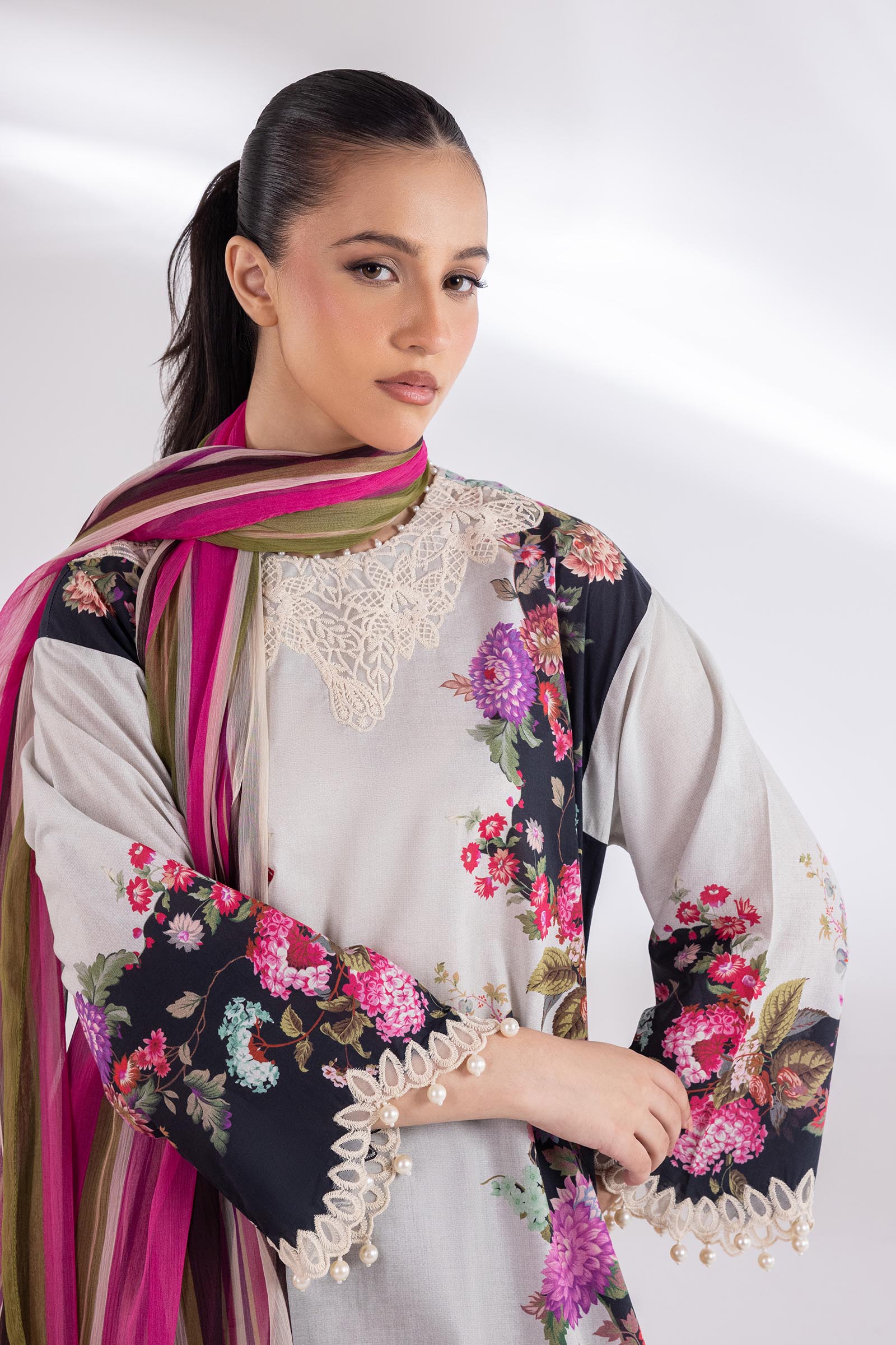 Stitched Embroidered Lawn Suit