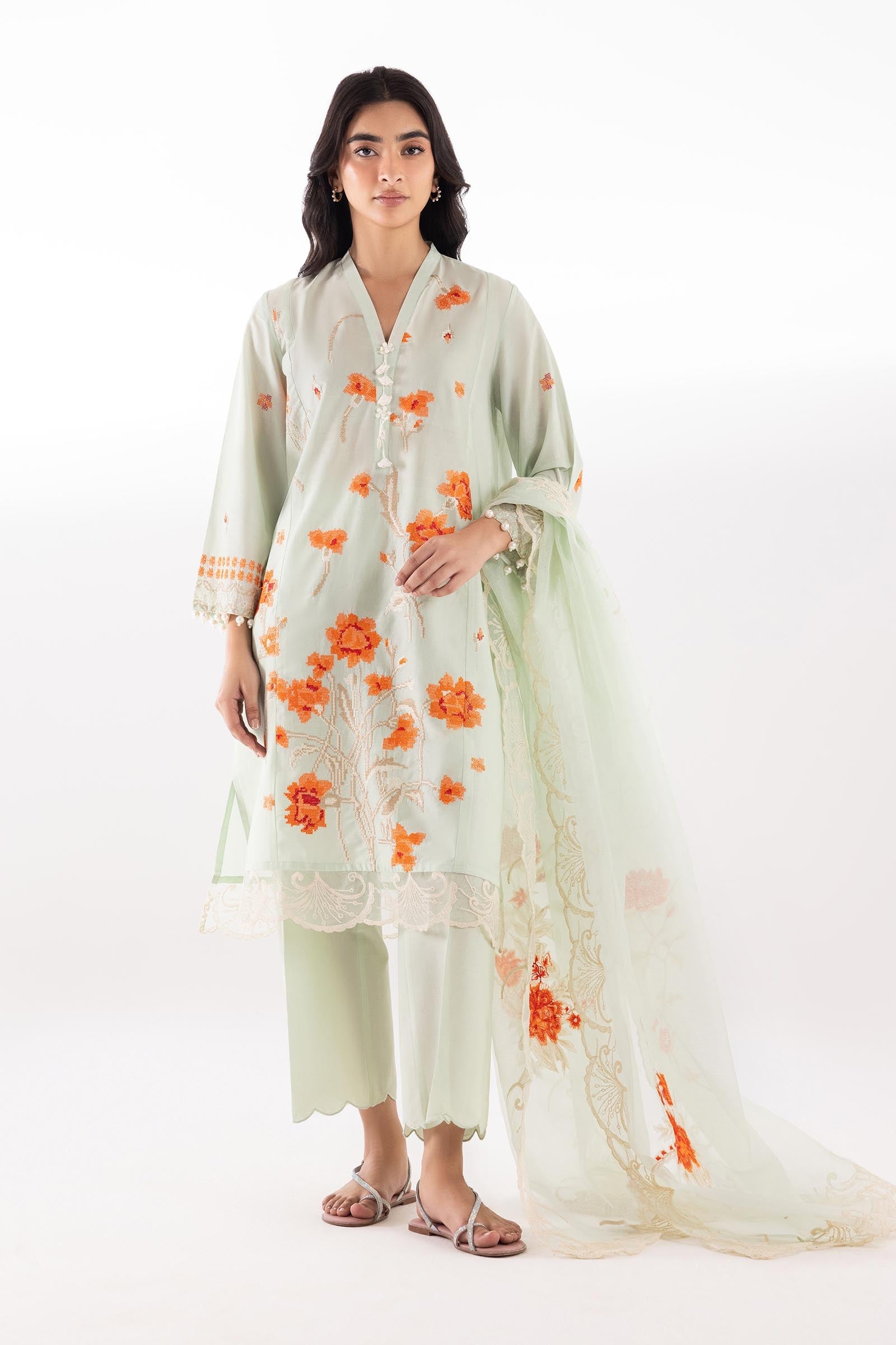 Stitched Muzlin Embroidered Lawn Suit